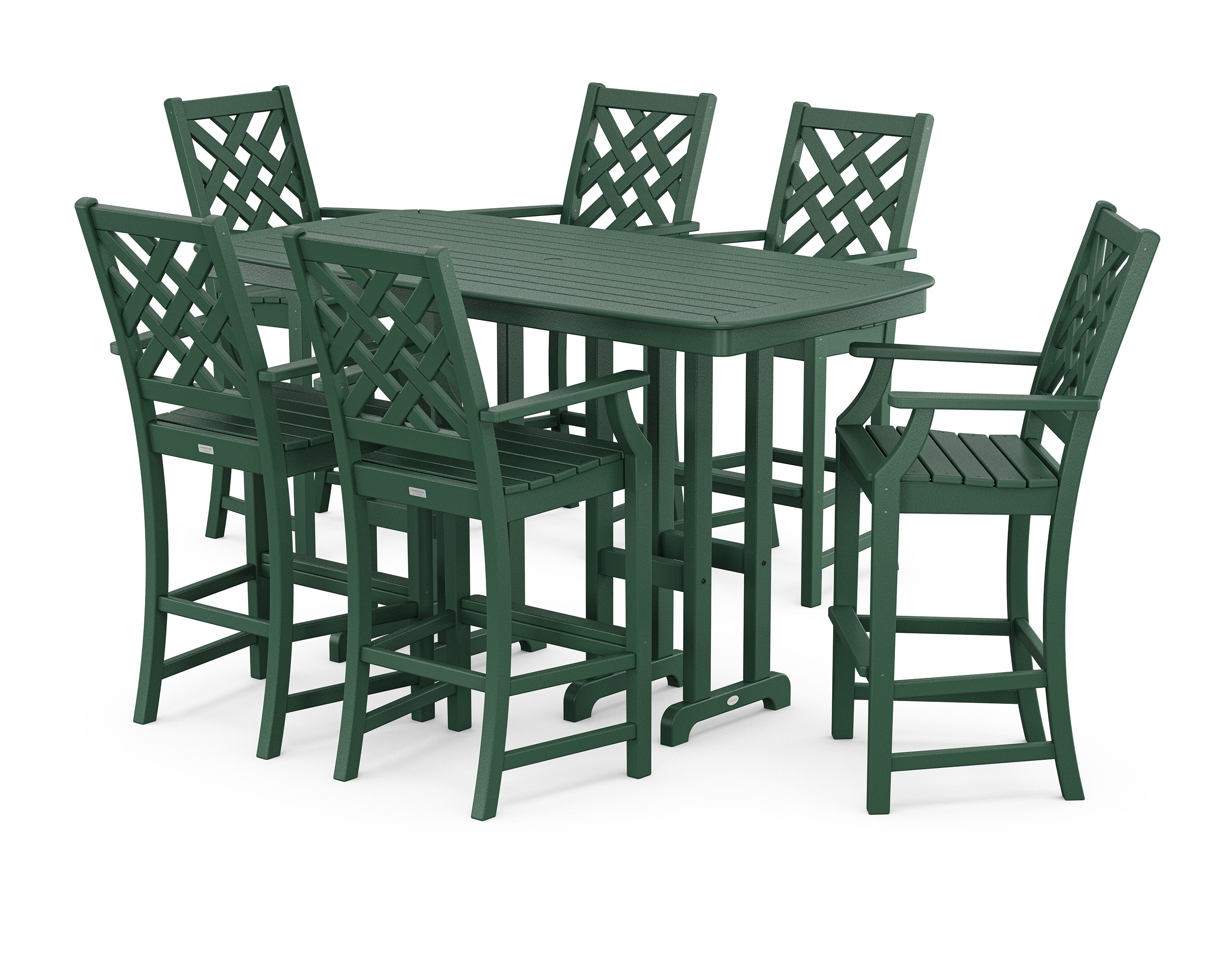 Wovendale Arm Chair 7-Piece Bar Set in Green