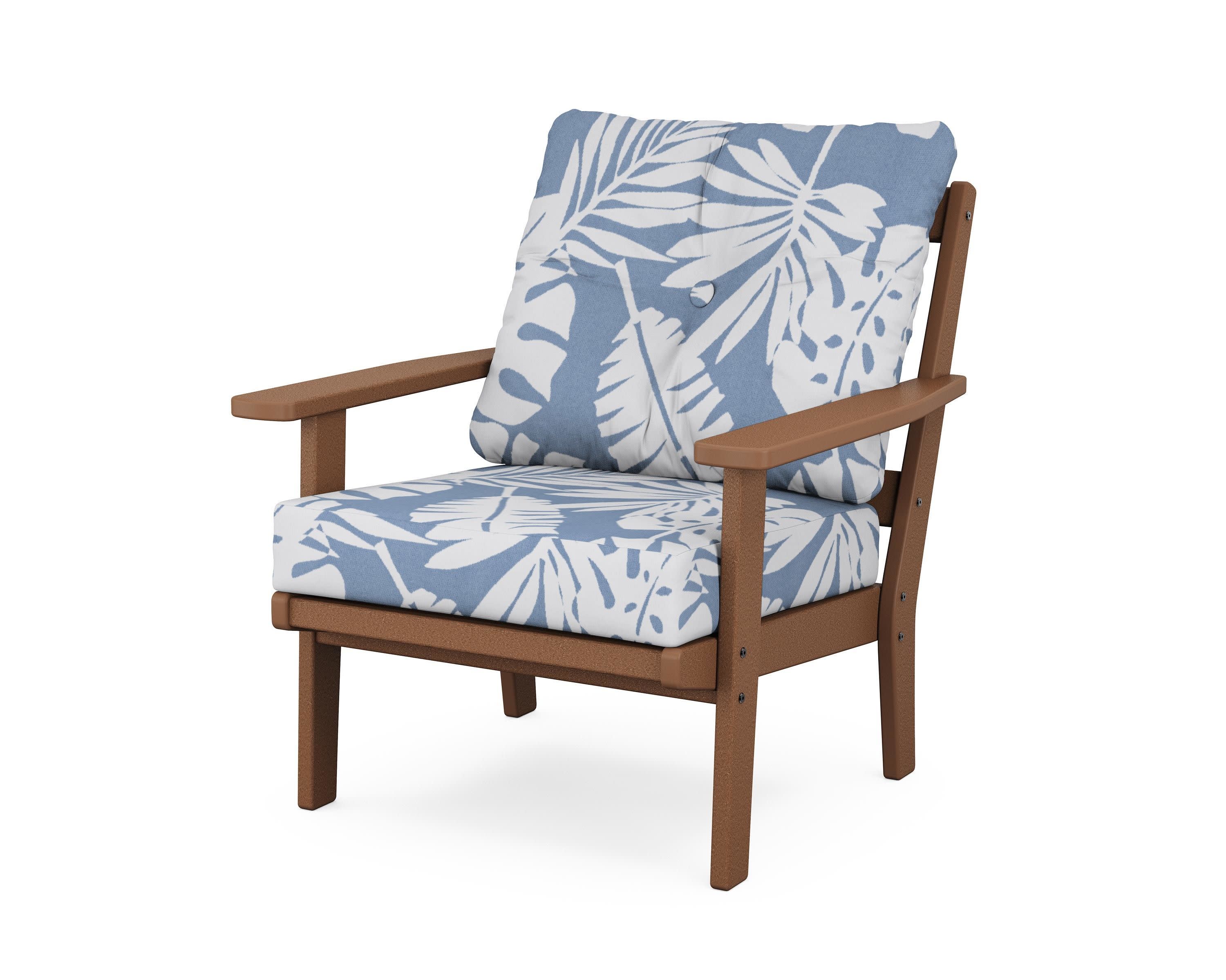 Prairie Deep Seating Chair in Teak / Leaf Sky Blue