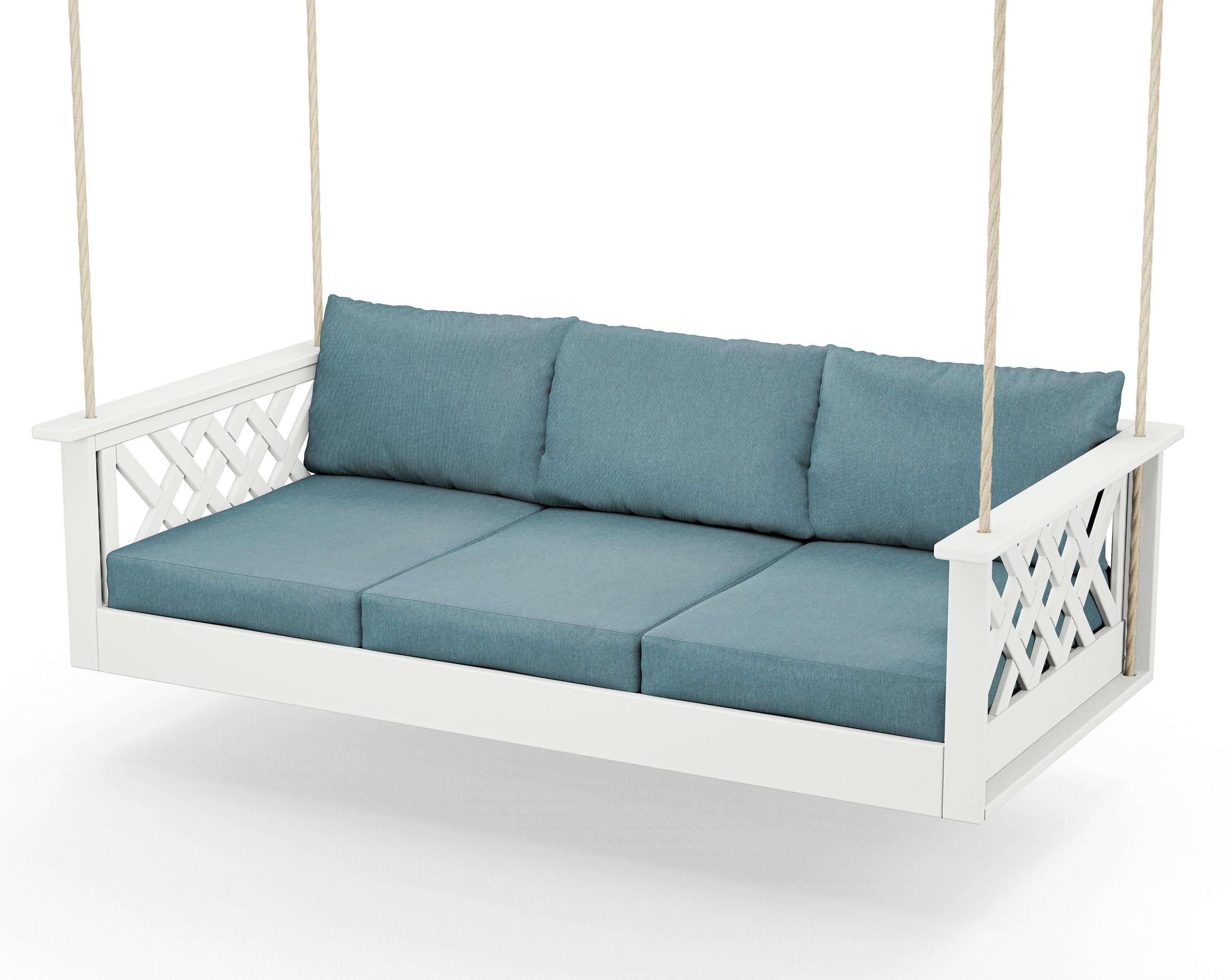 Wovendale Daybed Swing in White / Ocean Teal
