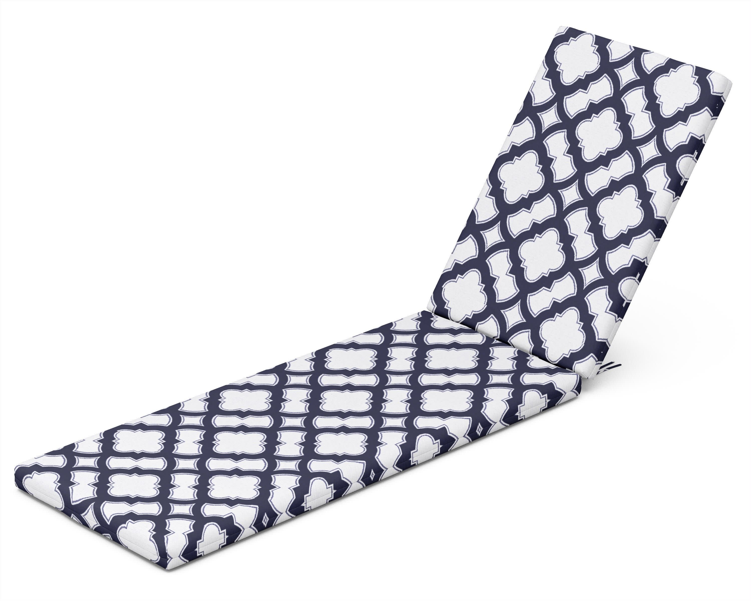 Chaise Cushion in Trellis Navy