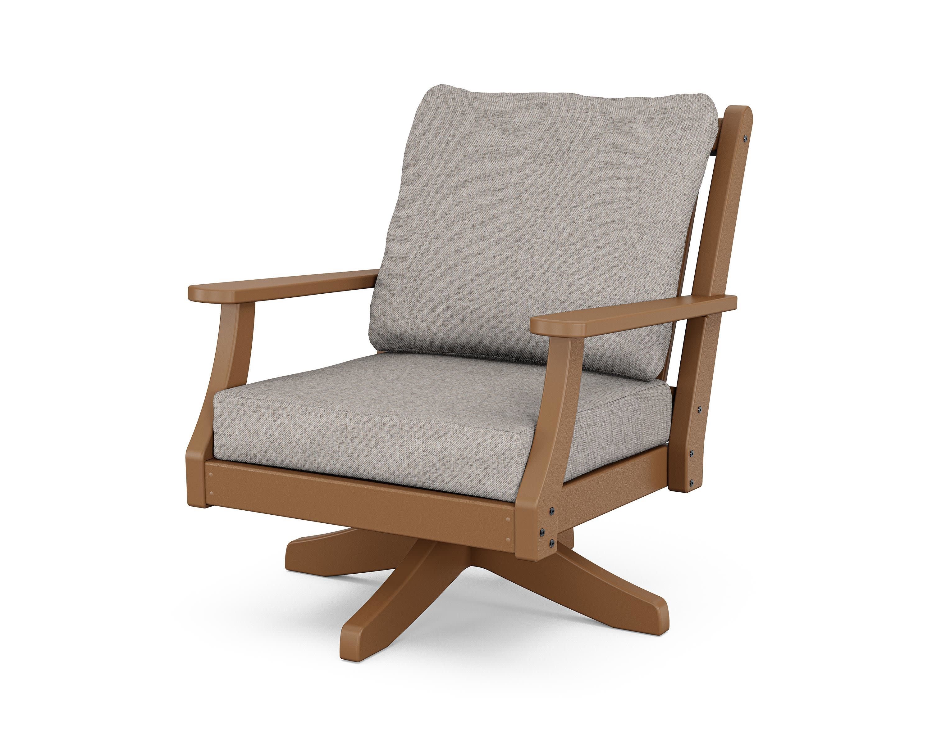 Wovendale Deep Seating Swivel Chair in Teak / Weathered Tweed