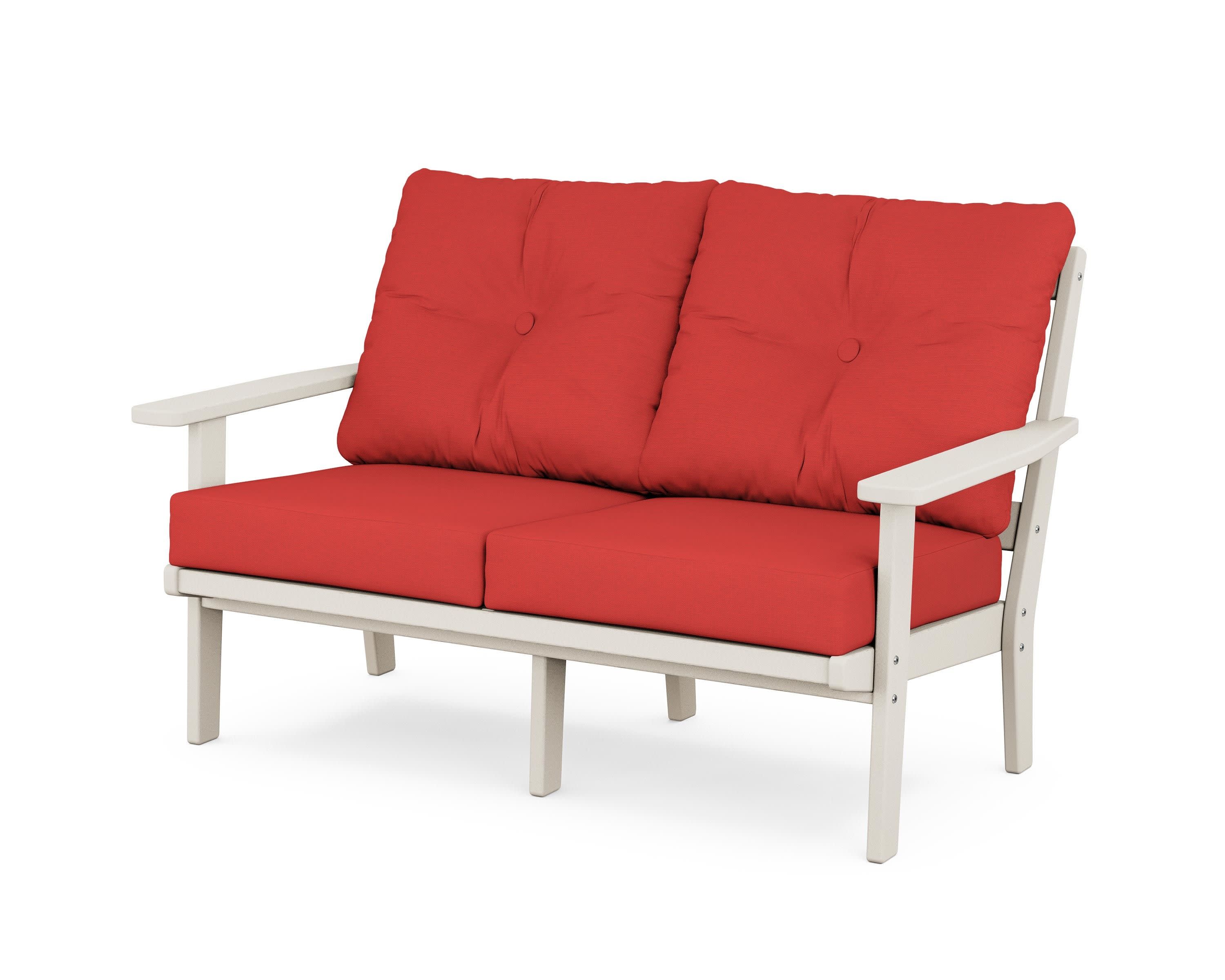 Prairie Deep SeatingLoveseat in Sand / Crimson Linen