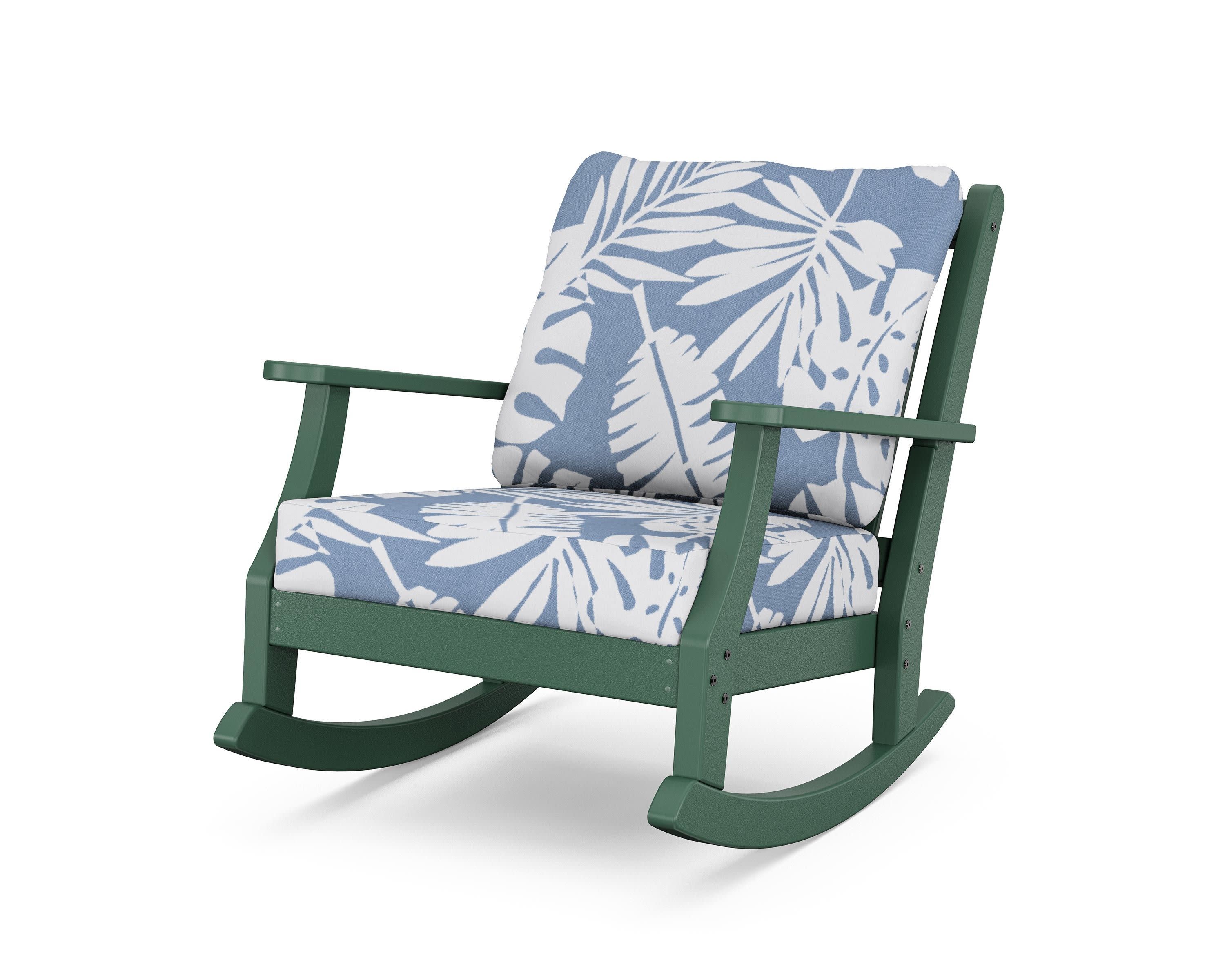 Wovendale Deep Seating Rocking Chair in Green / Leaf Sky Blue
