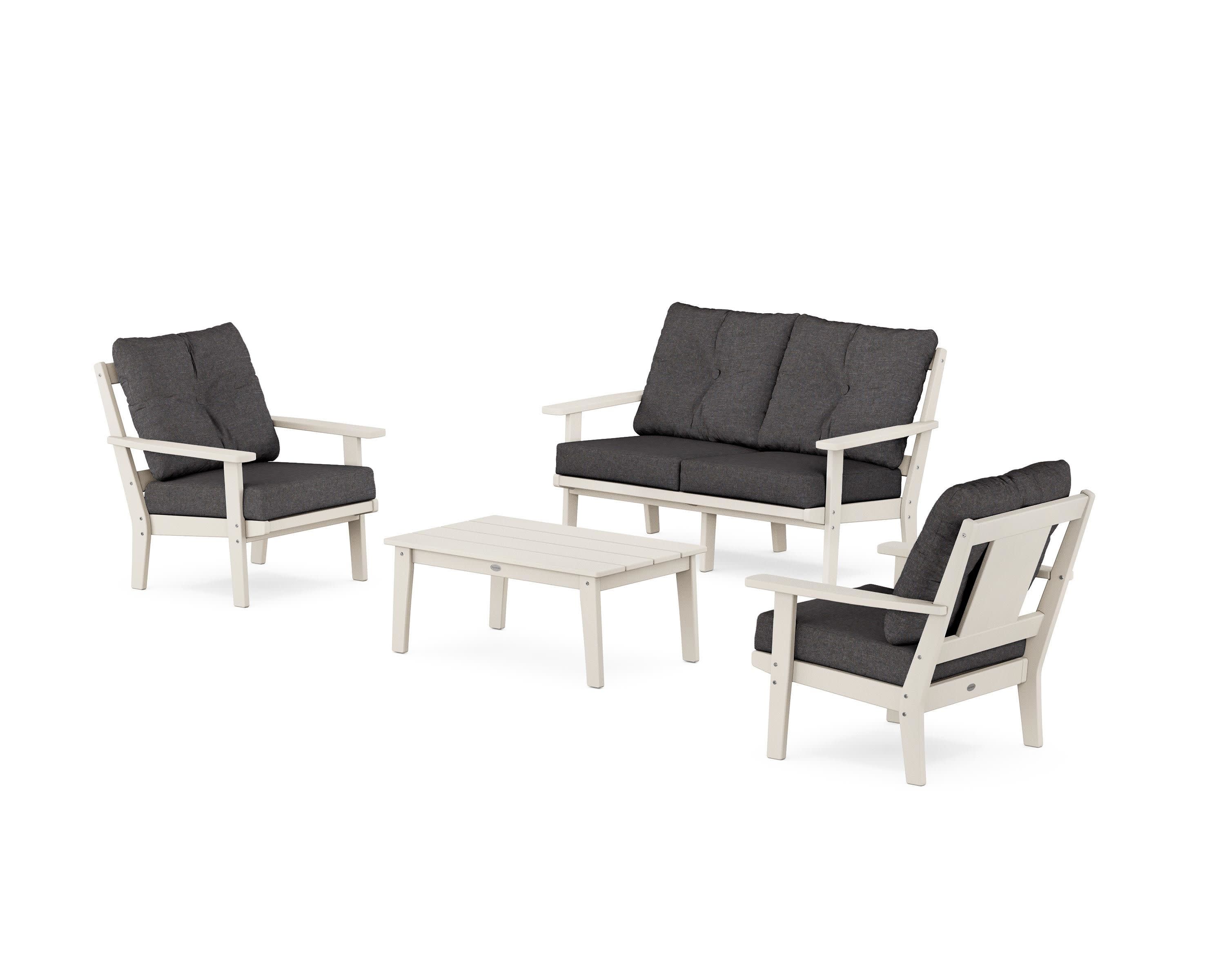 Prairie 4-Piece Deep Seating Set with Loveseat in Sand / Ash Charcoal