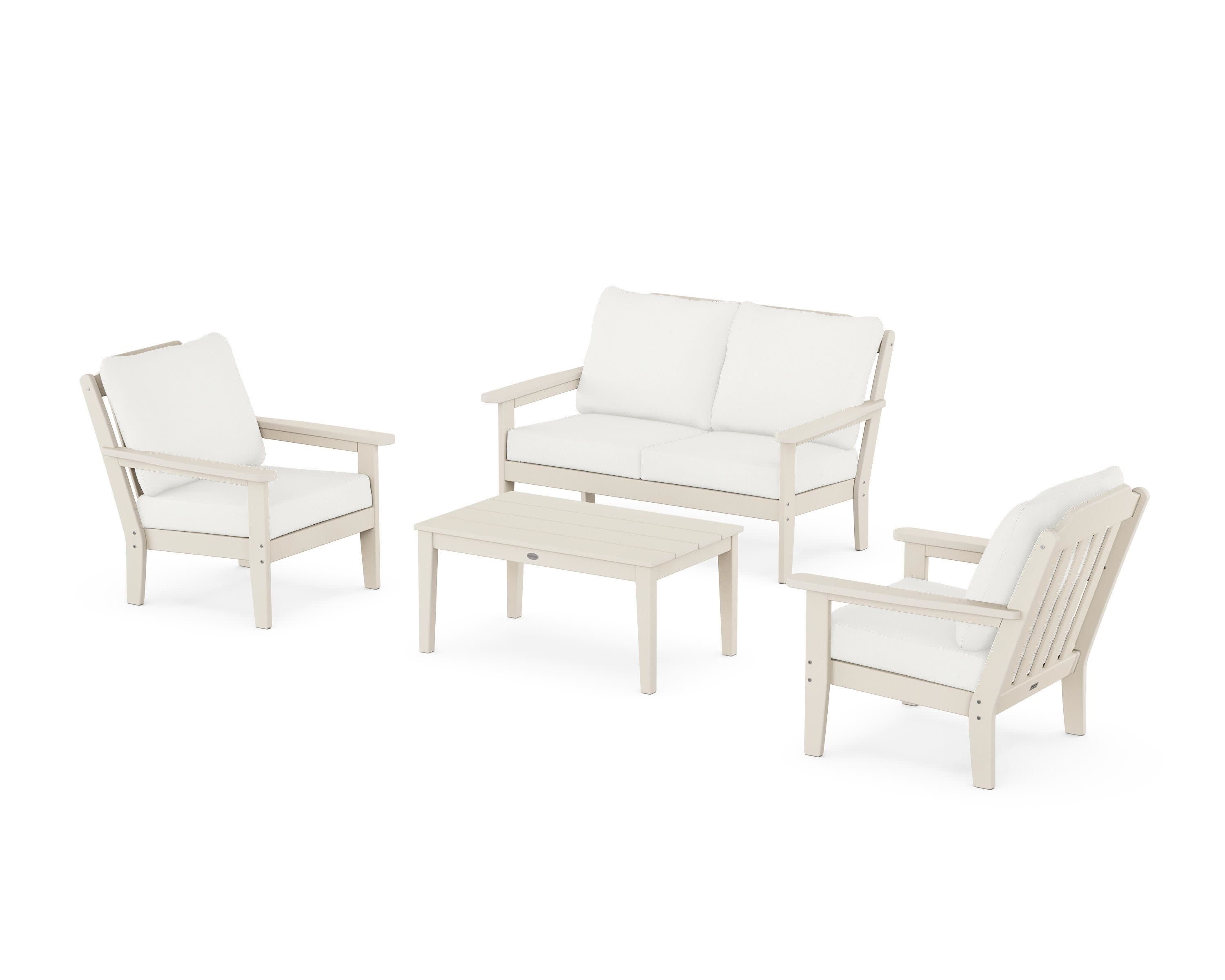 Cottage 4-Piece Deep Seating Set with Loveseat in Sand / Natural Linen