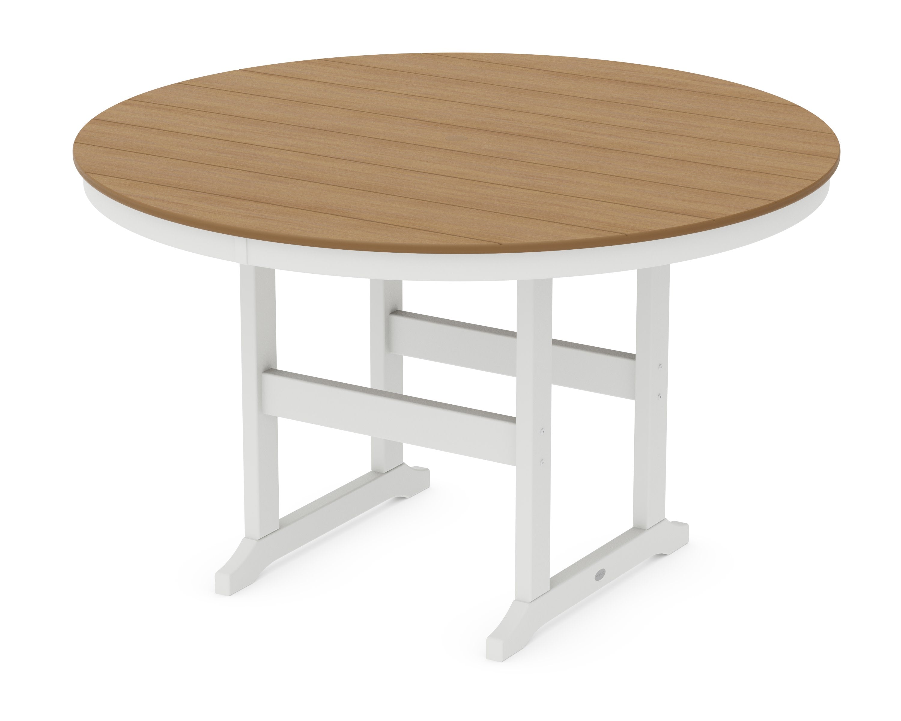 60" Round Farmhouse Counter Table in White / Natural