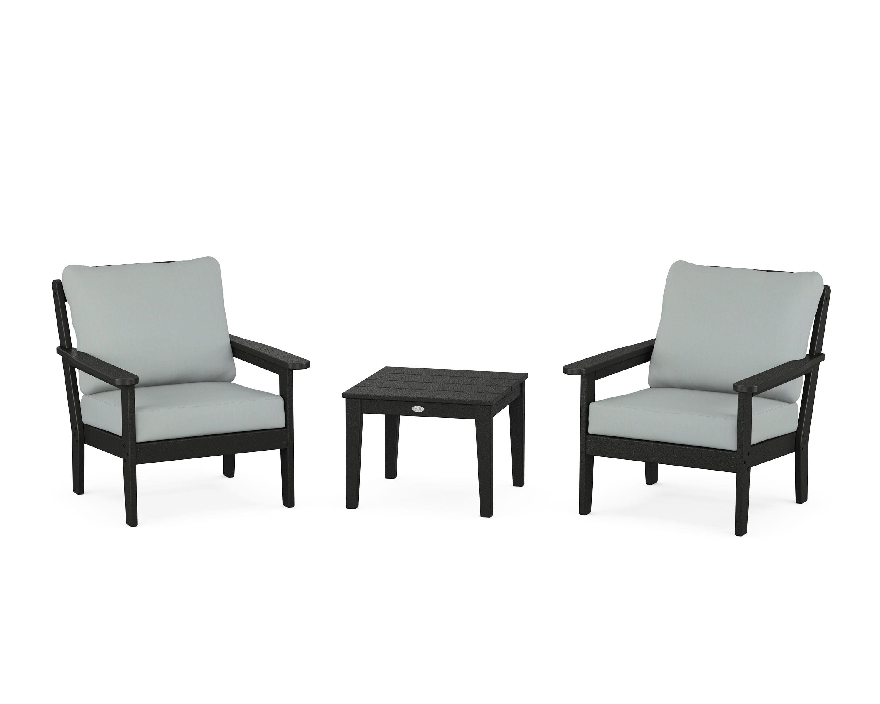 Cottage 3-Piece Deep Seating Set in Black / Spa