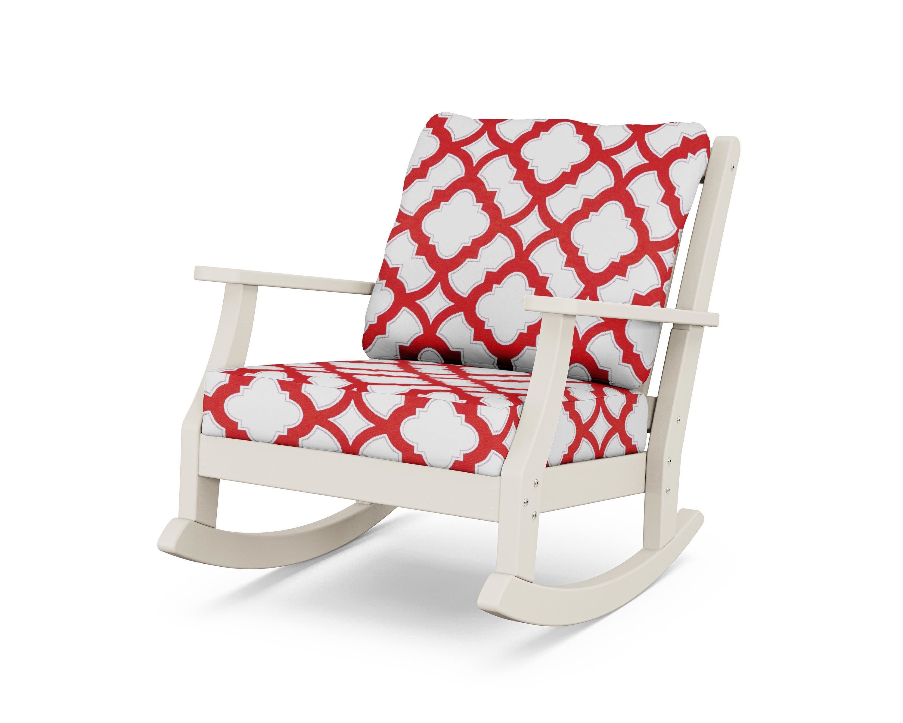 Wovendale Deep Seating Rocking Chair in Sand / Trellis Crimson