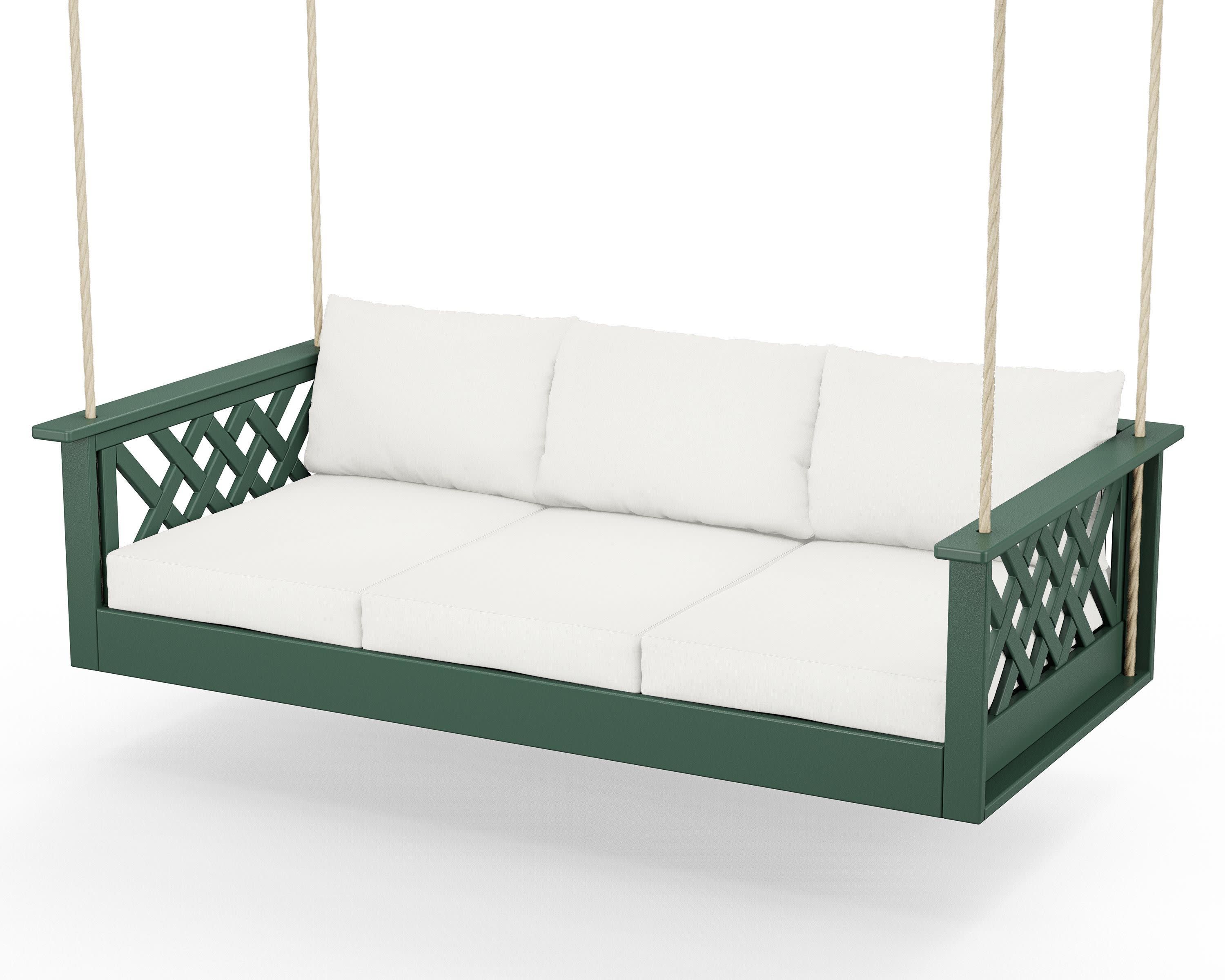 Wovendale Daybed Swing in Green / Natural Linen
