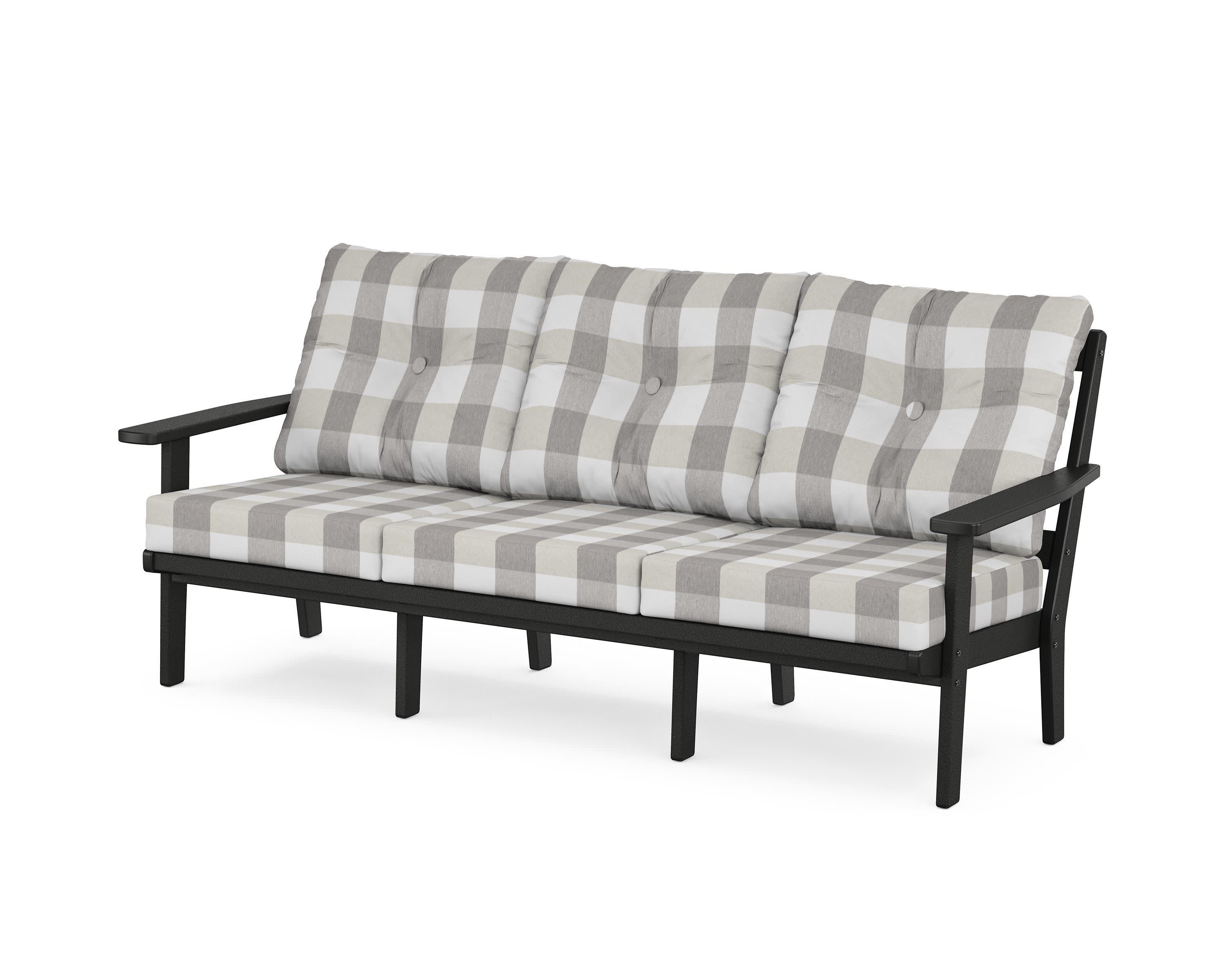 PrairieDeep Seating Sofa in Black / Buffalo Plaid Grey Mist