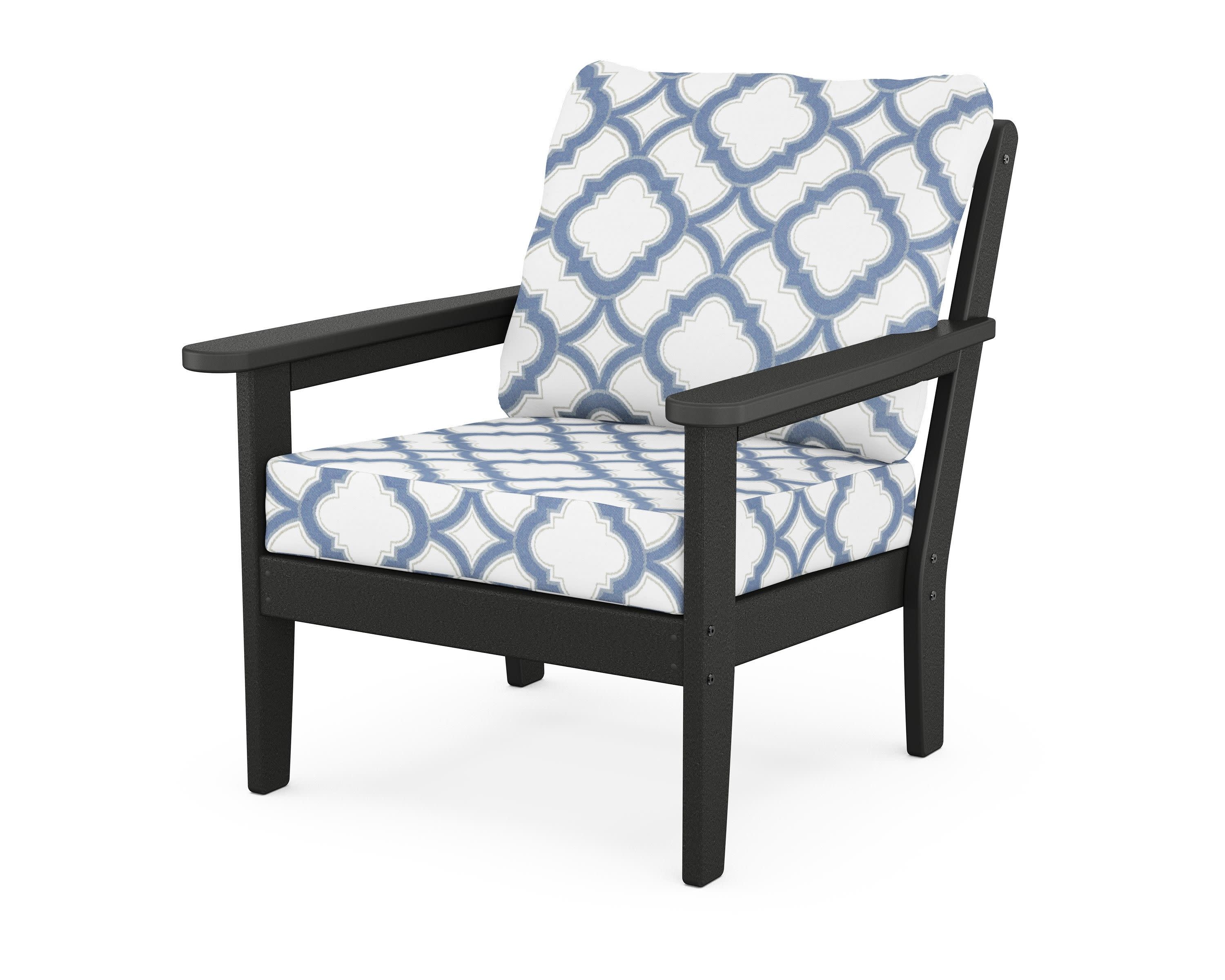 Cottage Deep Seating Chair in Black / Trellis Sky Blue