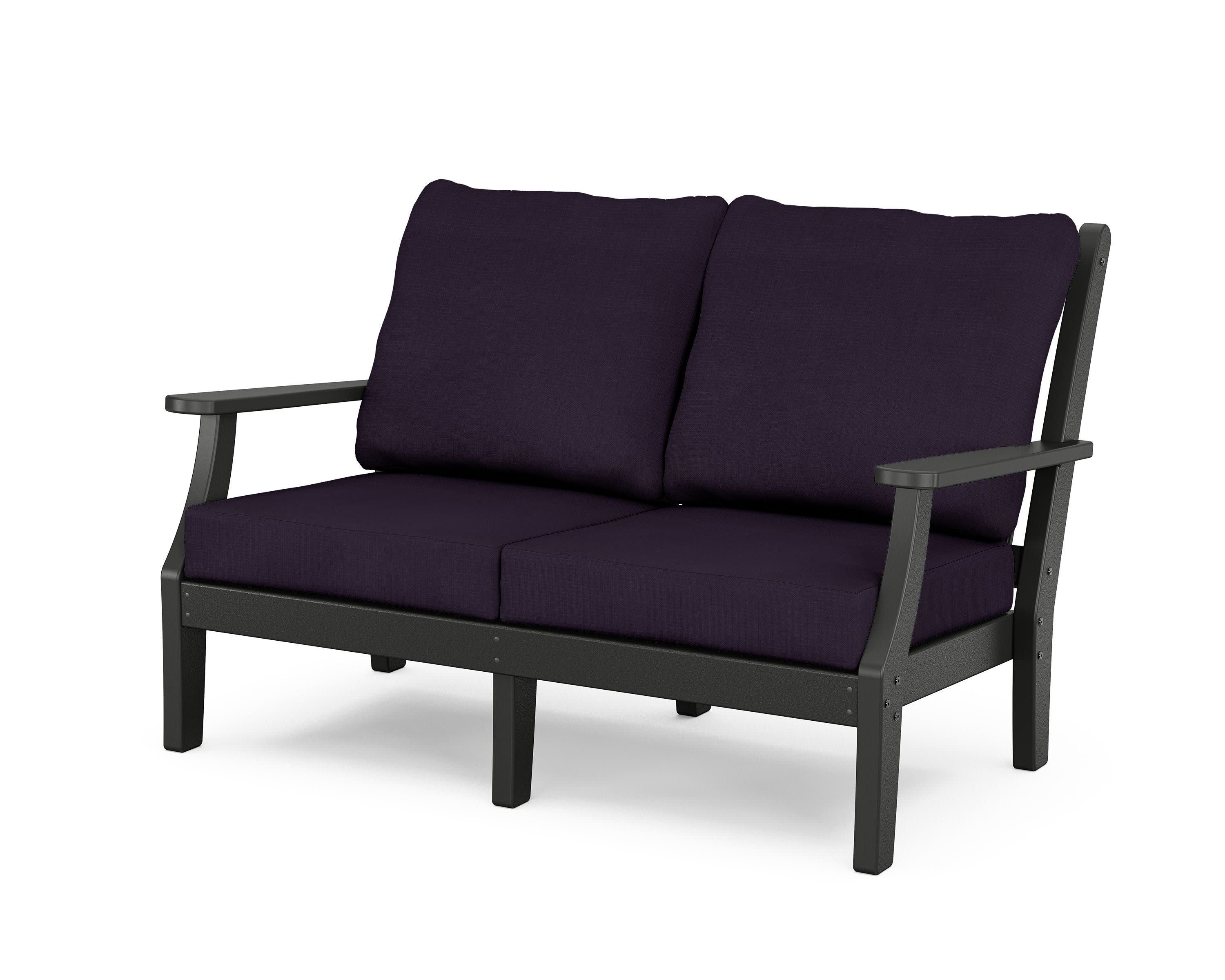 Wovendale Deep Seating Loveseat in Black / Navy Linen