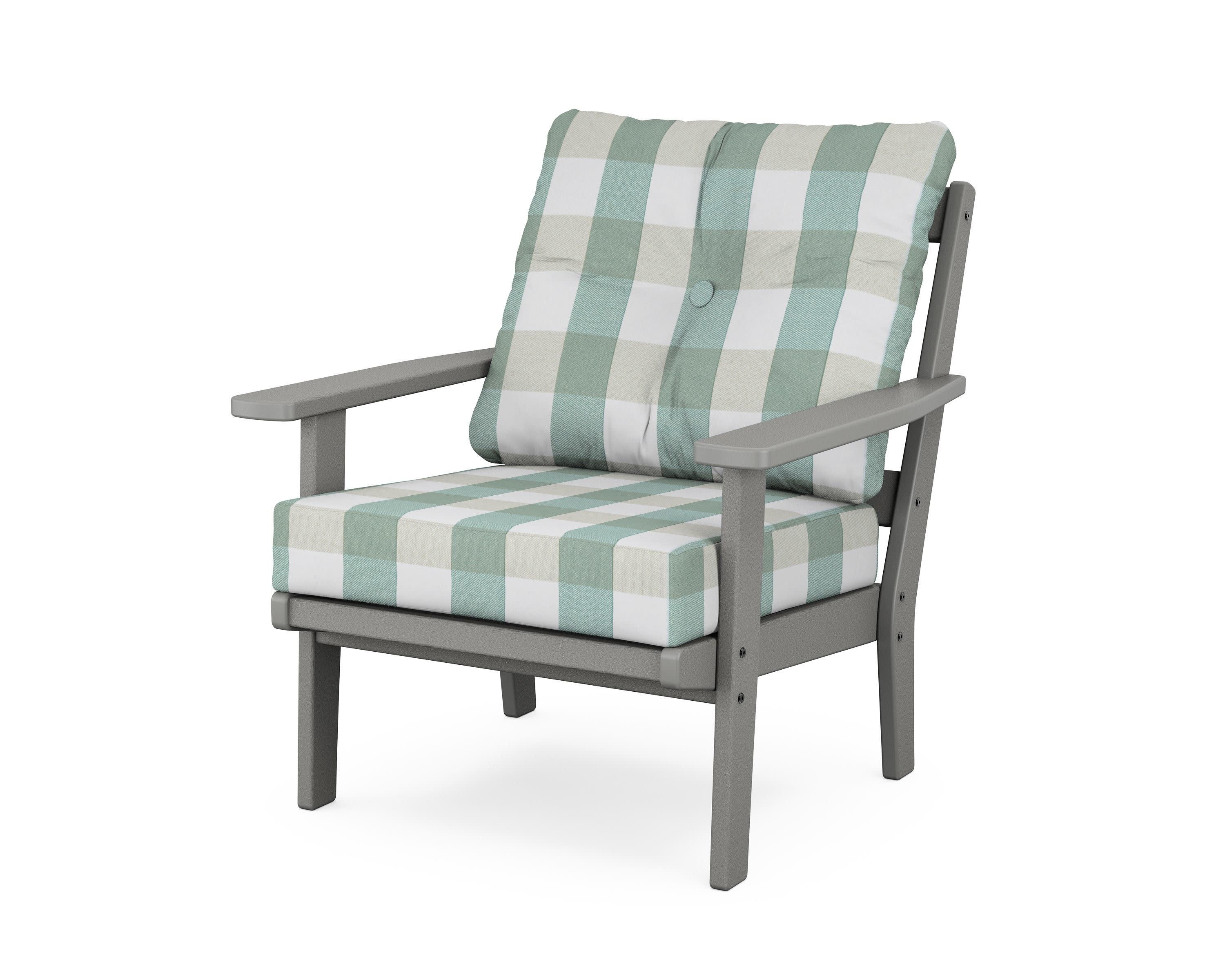 Prairie Deep Seating Chair in Slate Grey / Buffalo Plaid Glacier Spa