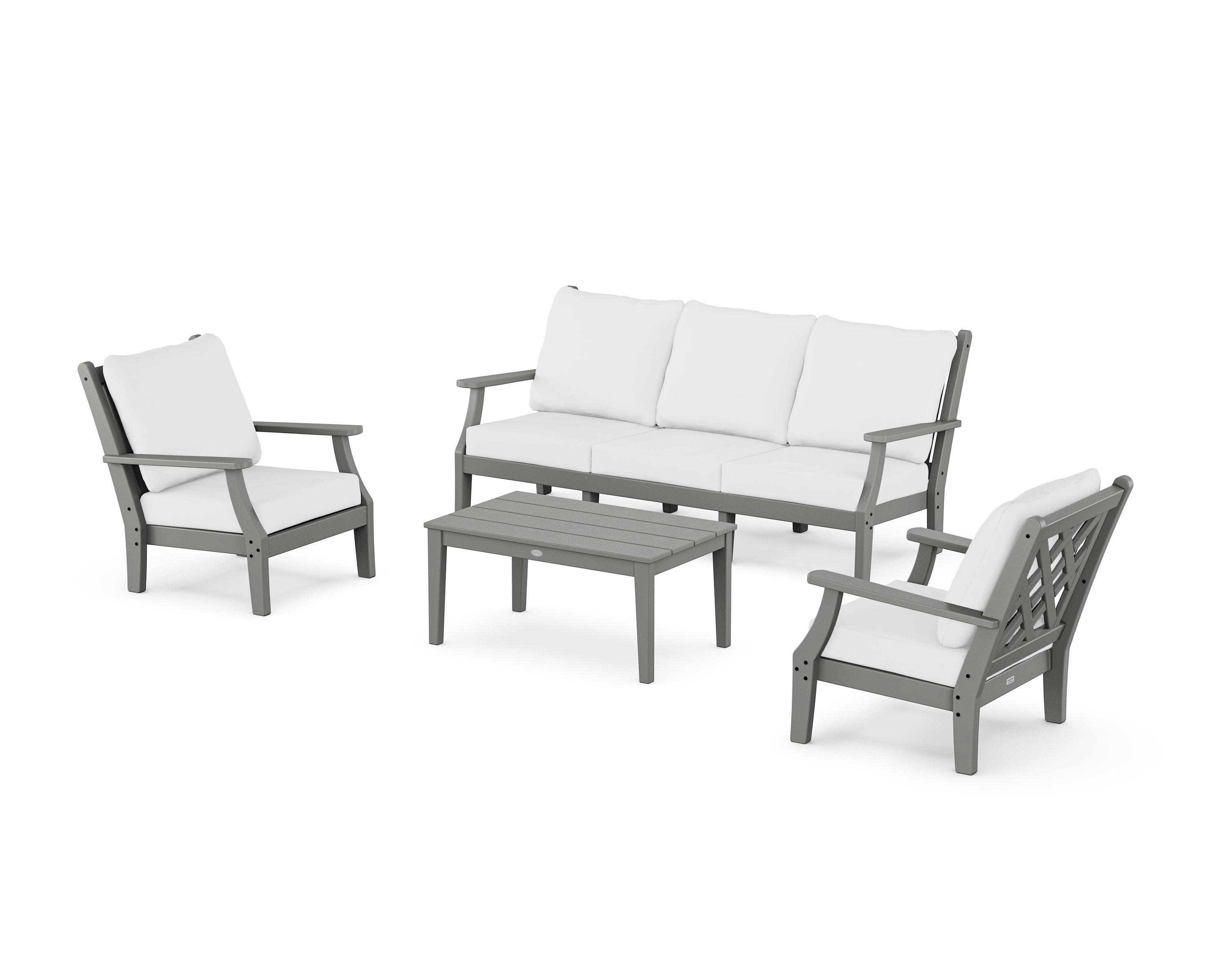 Wovendale 4-Piece Deep Seating Set with Sofa in Slate Grey / Natural