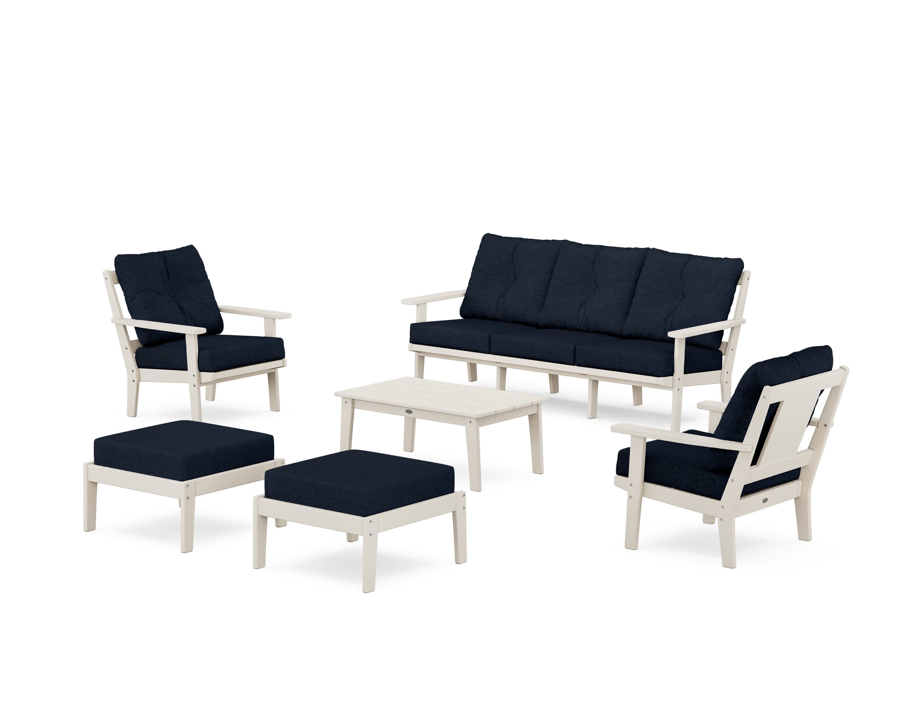 Prairie 6-Piece Lounge Sofa Set in Sand / Marine Indigo