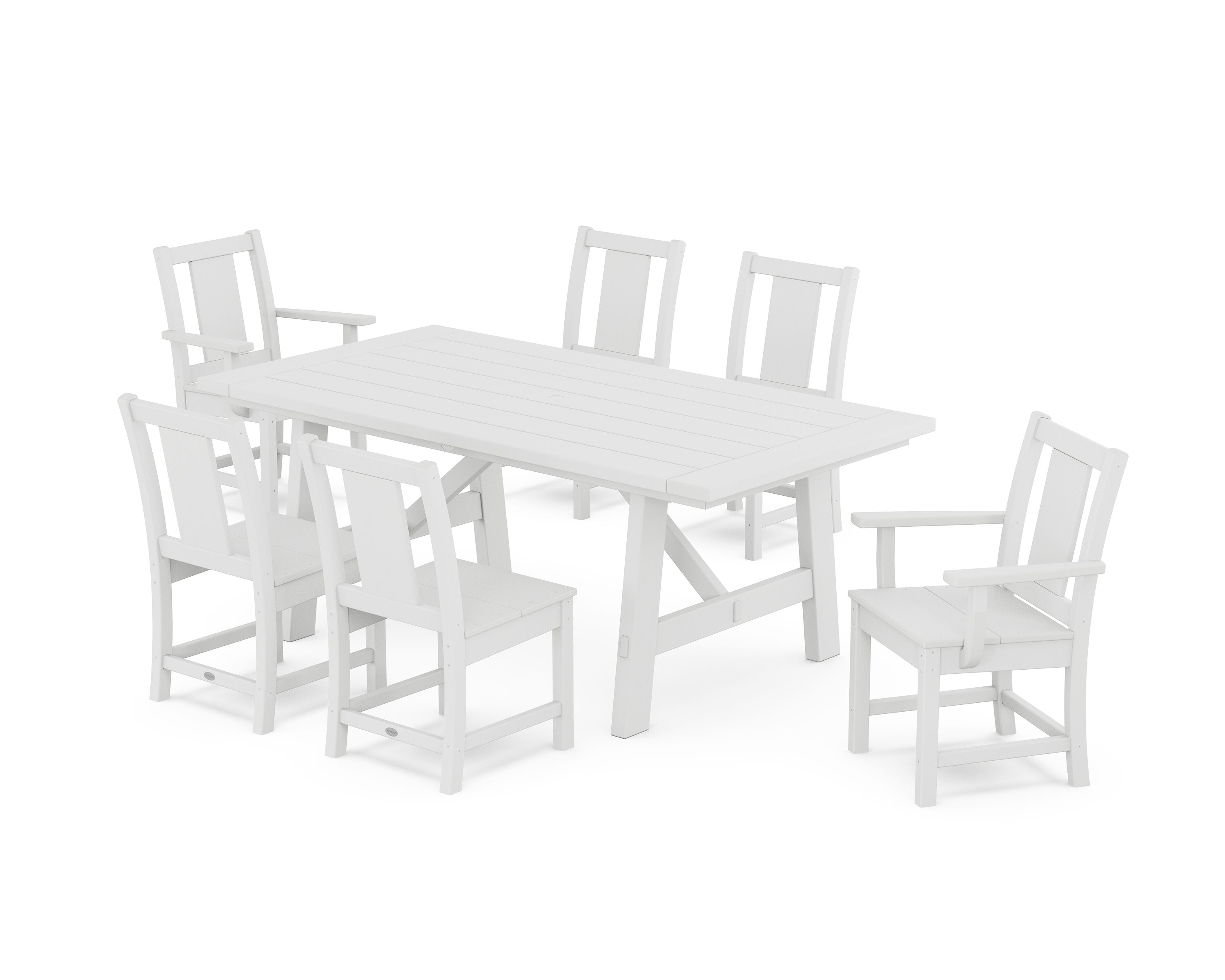 Prairie 7-Piece Rustic Farmhouse Dining Set in White