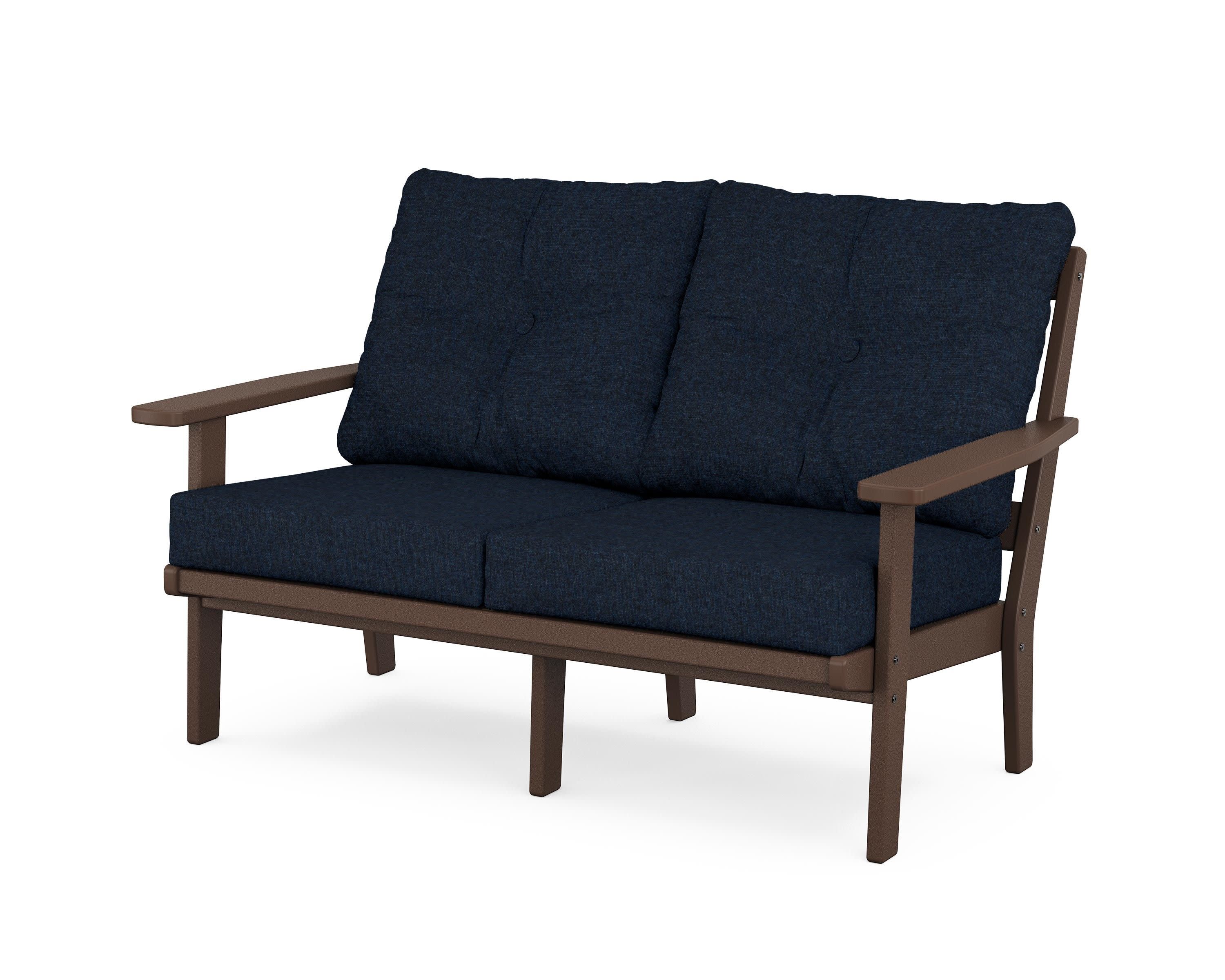 Prairie Deep SeatingLoveseat in Mahogany / Marine Indigo