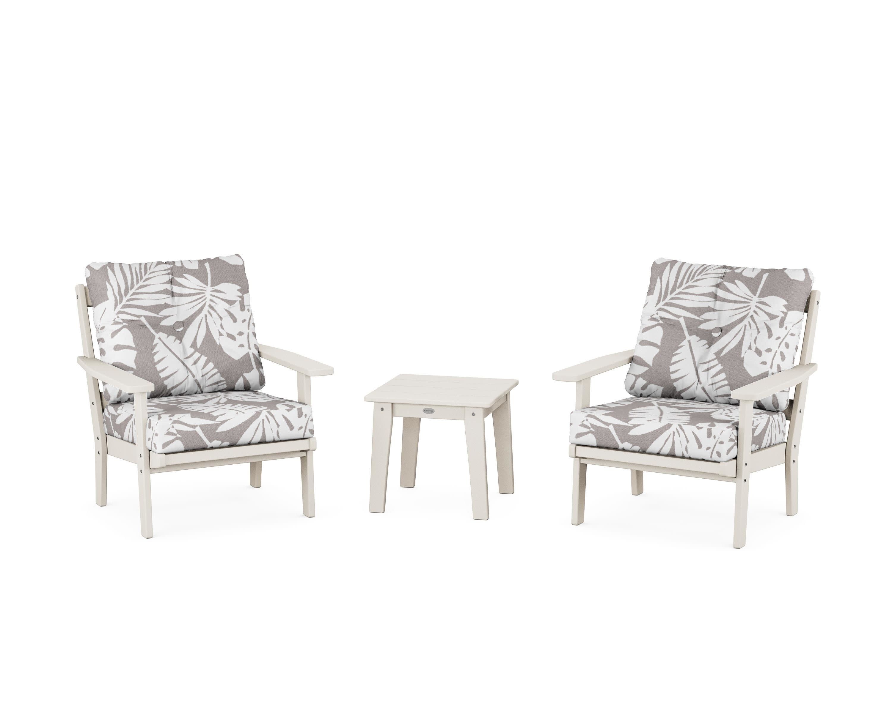 Prairie 3-Piece Deep Seating Set in Sand / Leaf Grey Mist