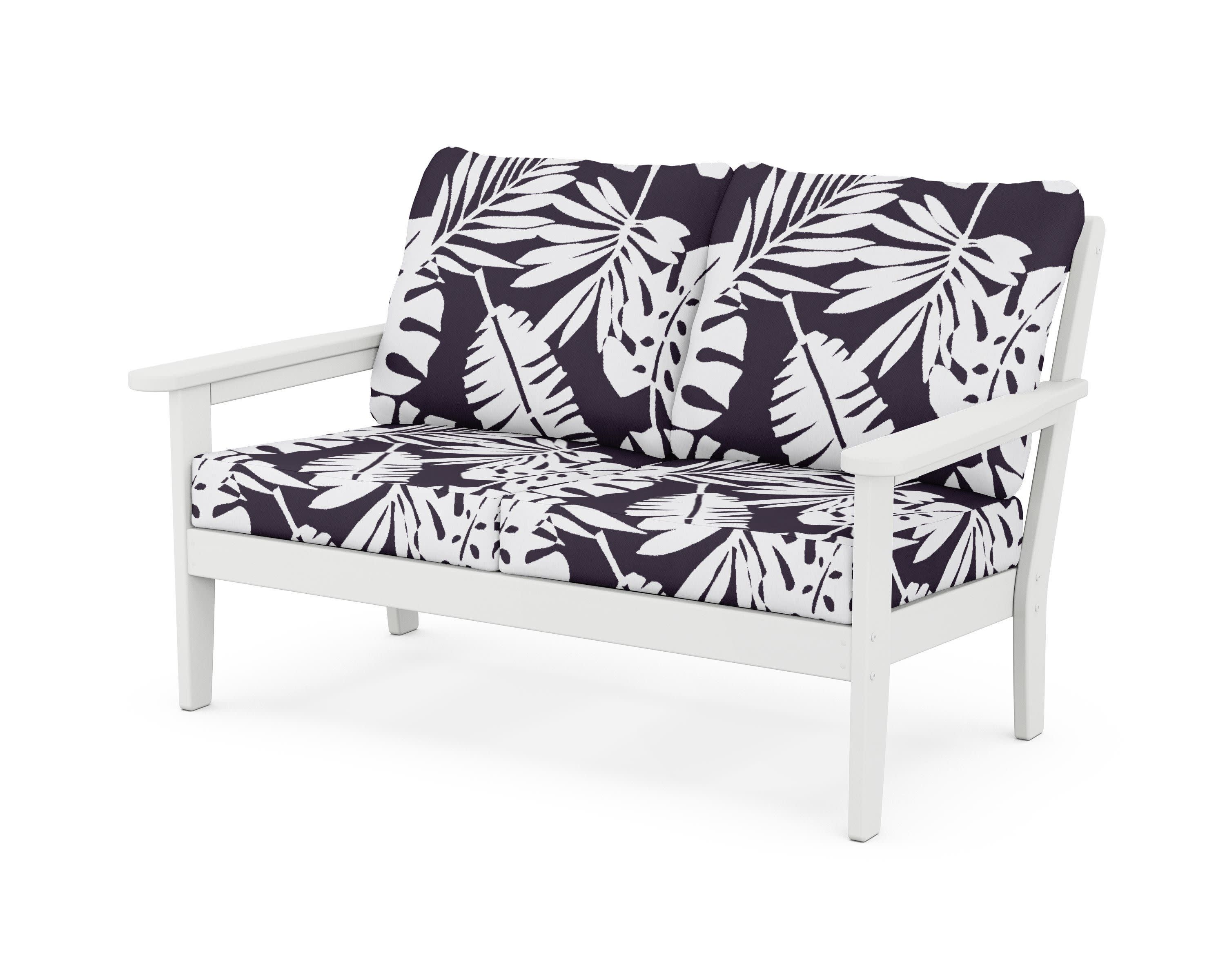 Cottage Deep Seating Loveseat in White / Leaf Navy