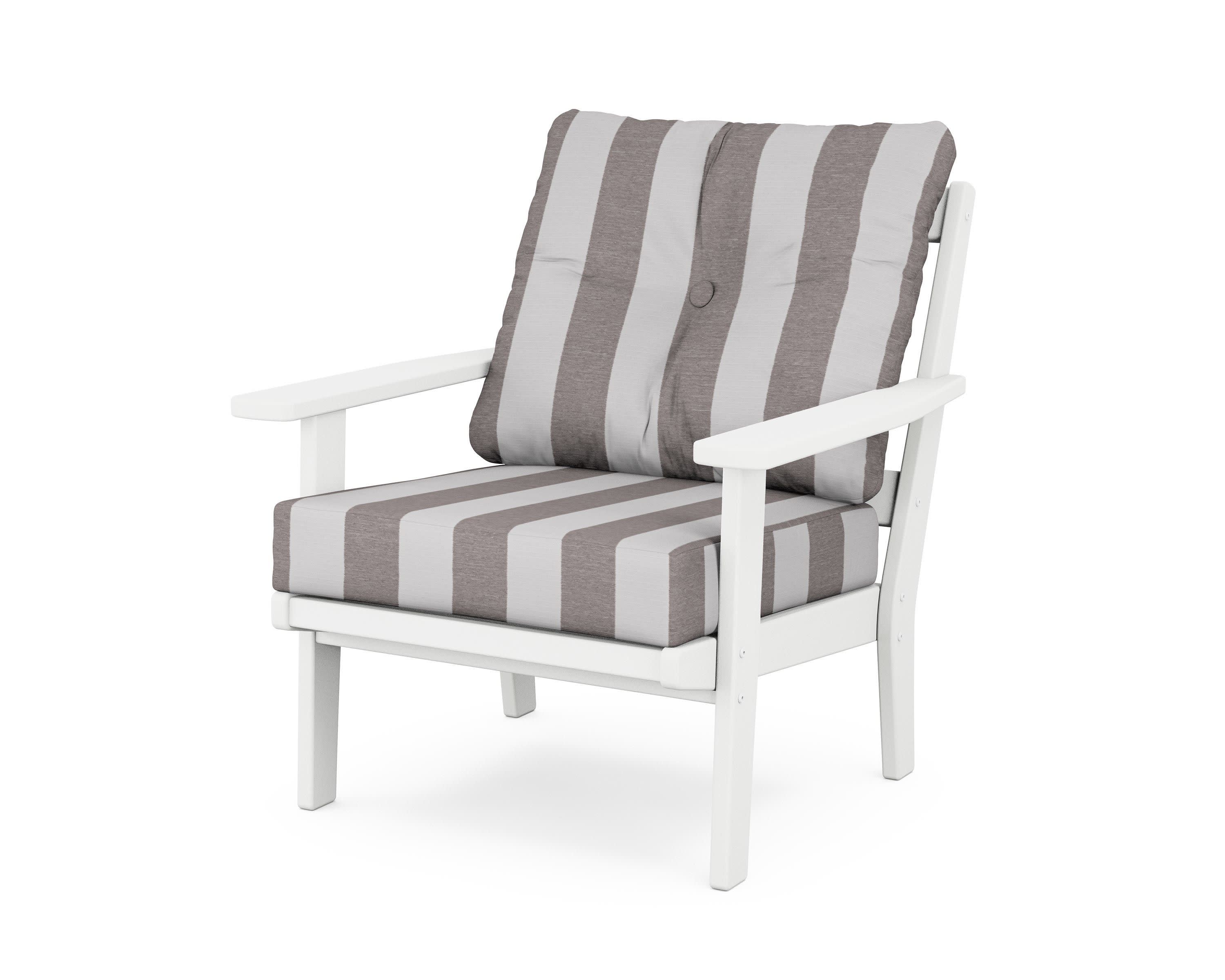 Prairie Deep Seating Chair in White / Cabana Stripe Grey Mist