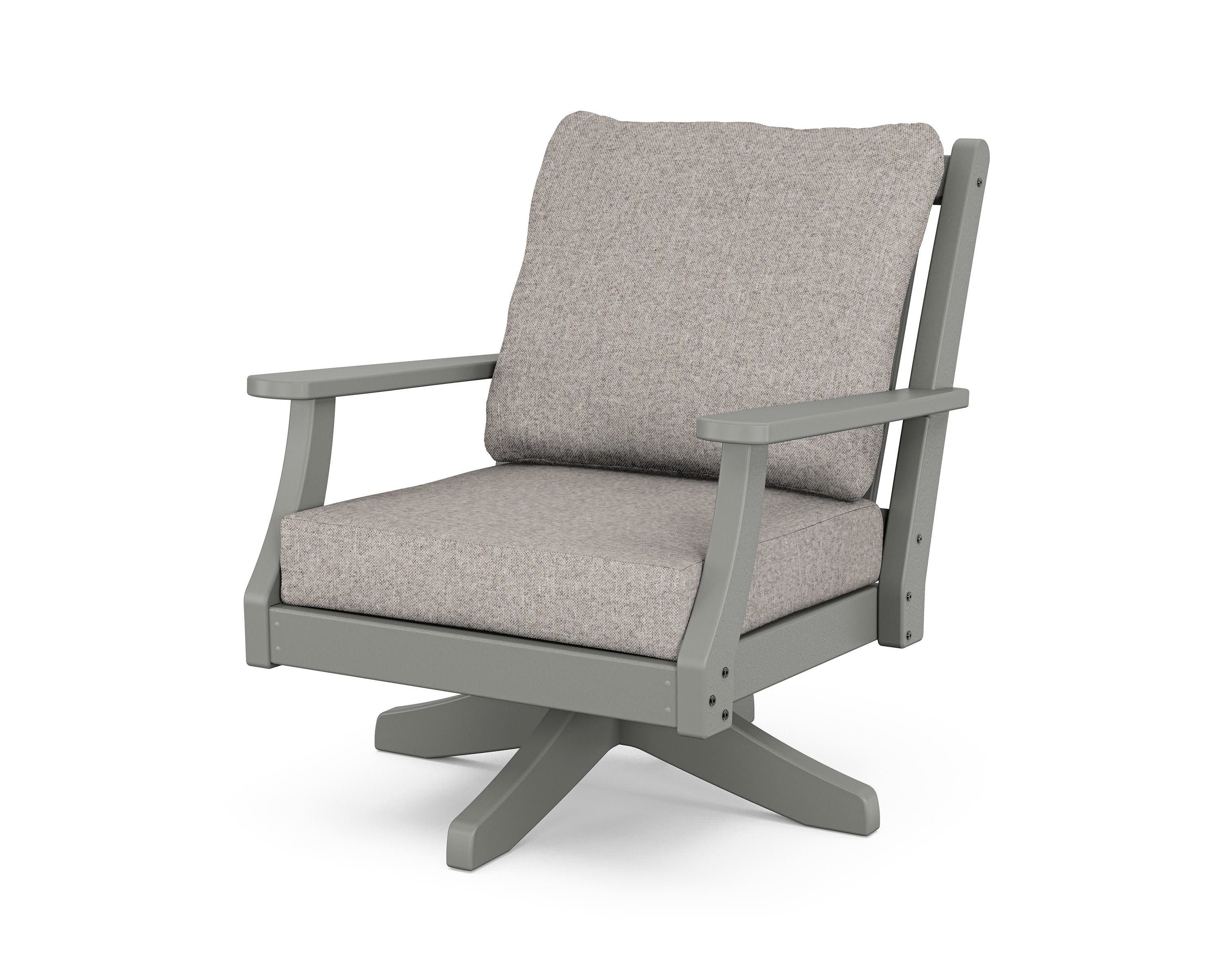 Wovendale Deep Seating Swivel Chair in Slate Grey / Weathered Tweed