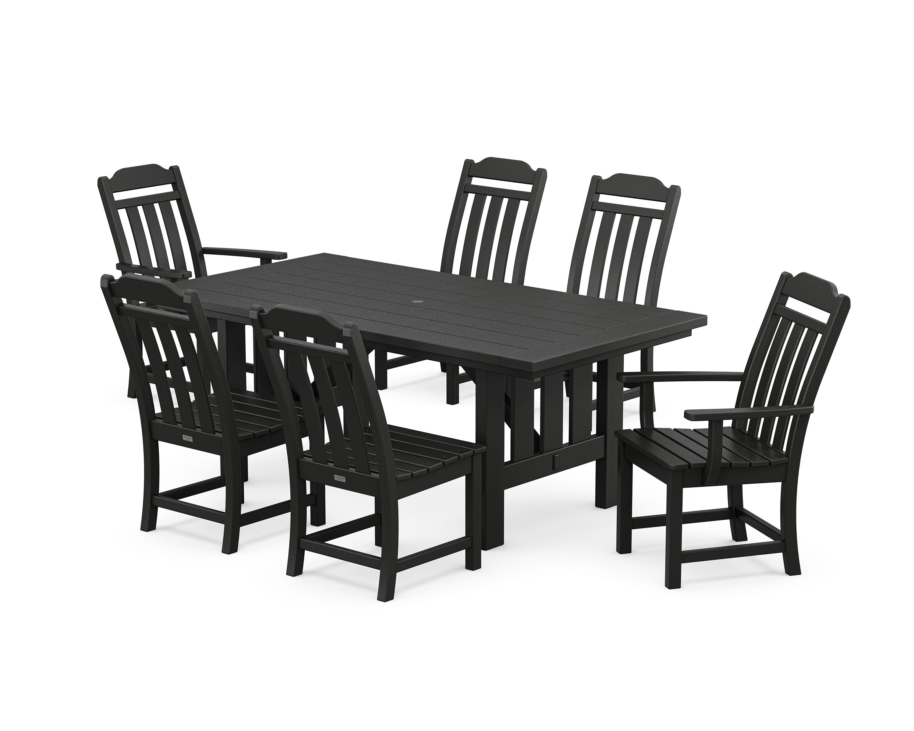 Cottage 7-Piece Dining Set with Mission Table in Black