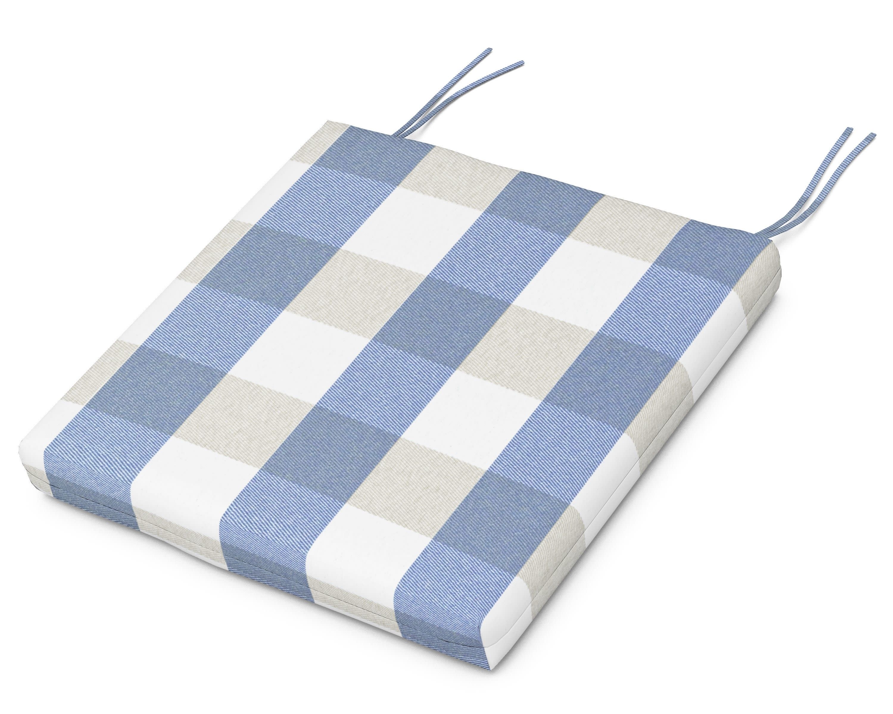 Seat Cushion - 17.5"D x 20"W x 2.5"H in Buffalo Plaid Sky Blue