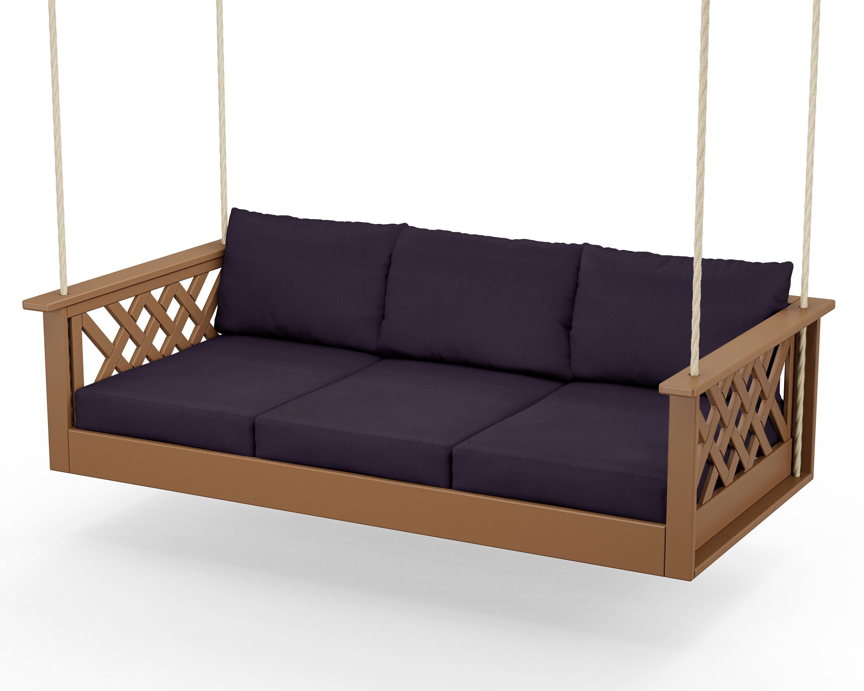 Wovendale Daybed Swing in Teak / Navy Linen
