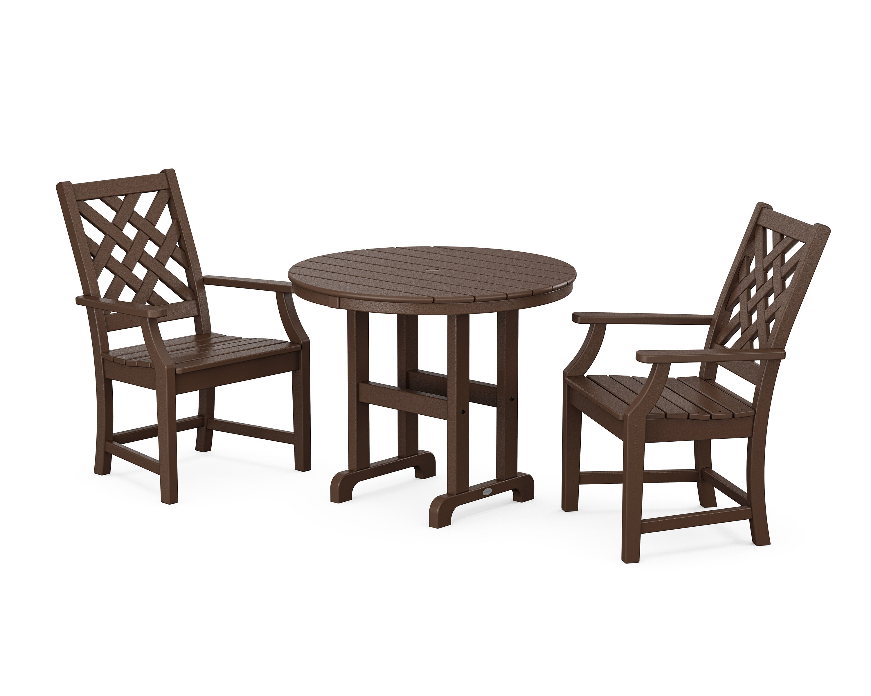 Wovendale 3-Piece Farmhouse Dining Set in Mahogany