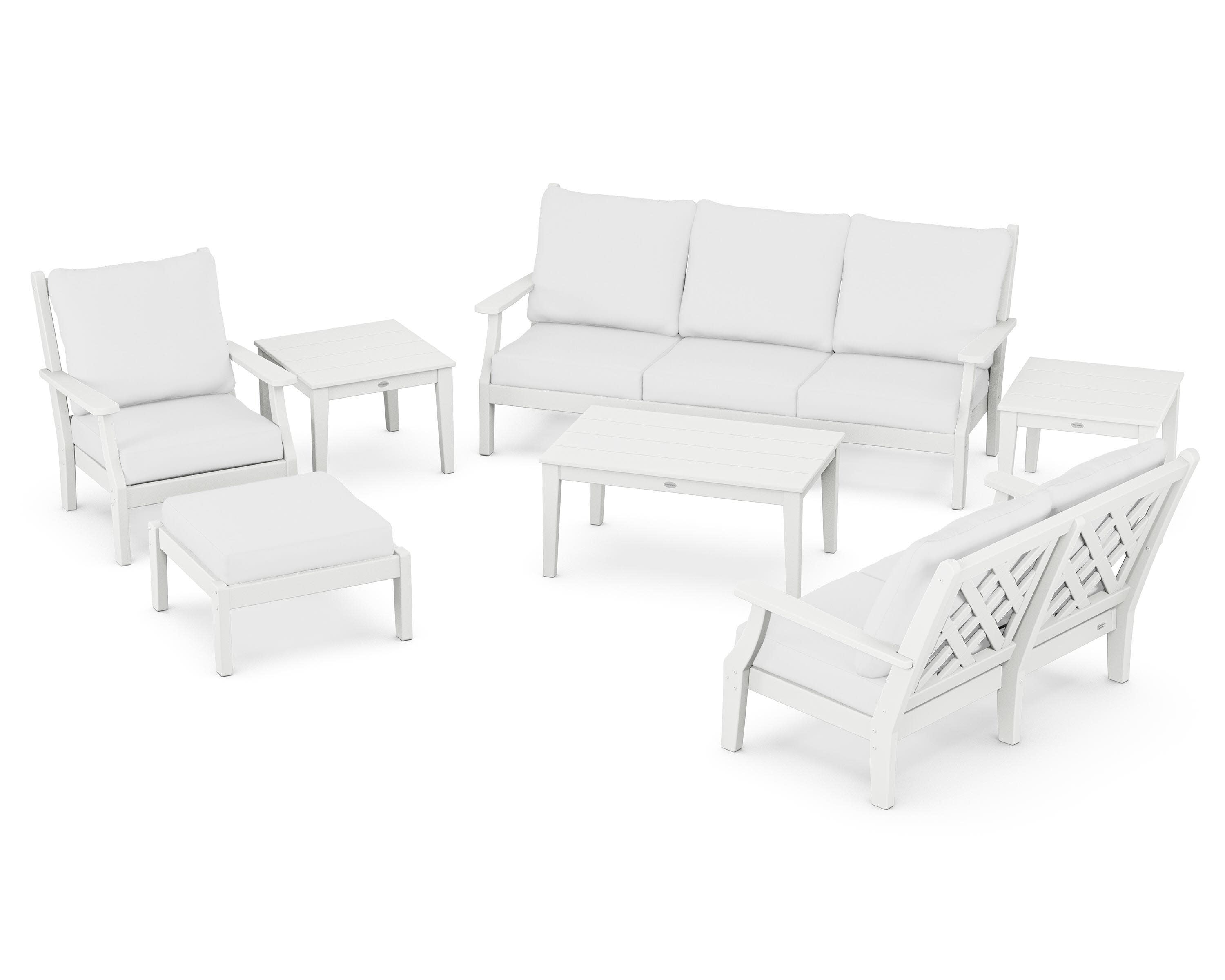 Wovendale 7-Piece Deep Seating Set in White / Natural
