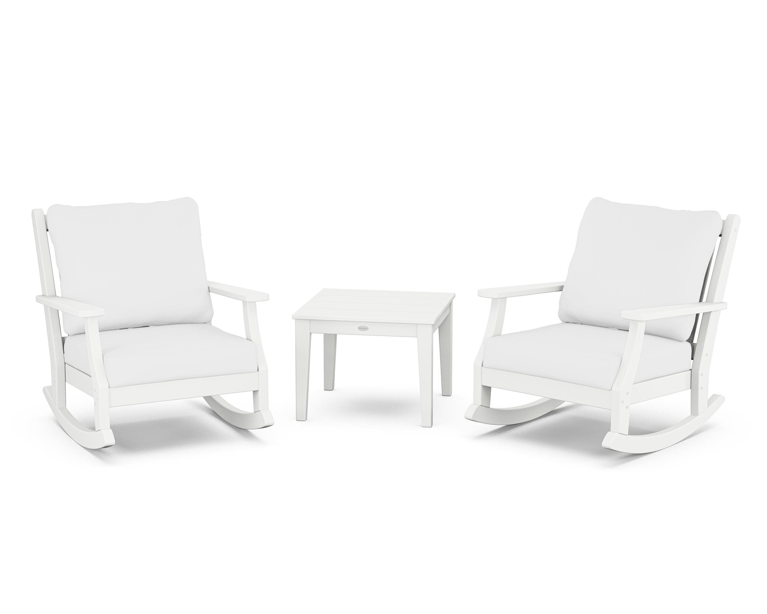 Wovendale 3-Piece Deep Seating Rocker Set in White / Natural