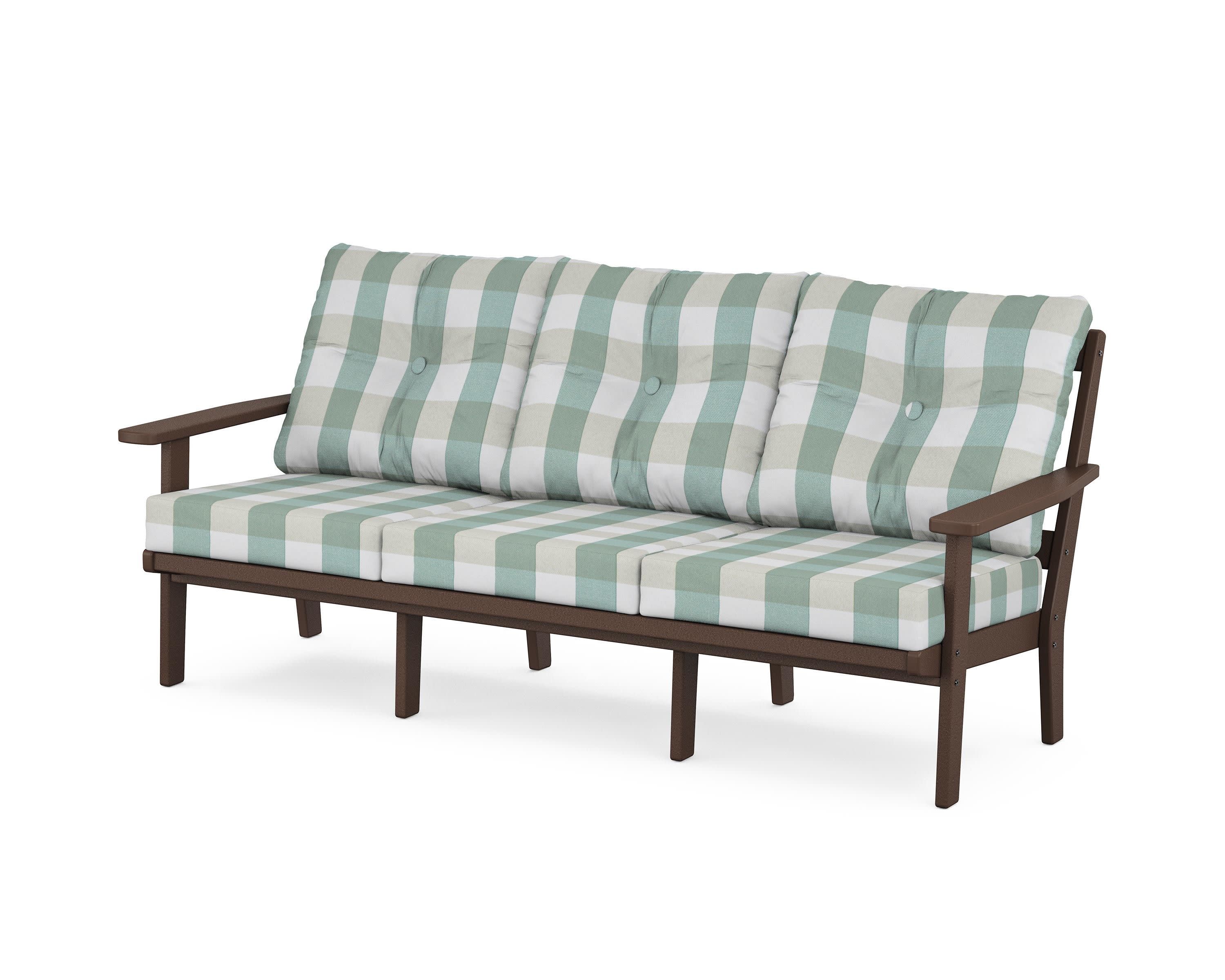 PrairieDeep Seating Sofa in Mahogany / Buffalo Plaid Glacier Spa