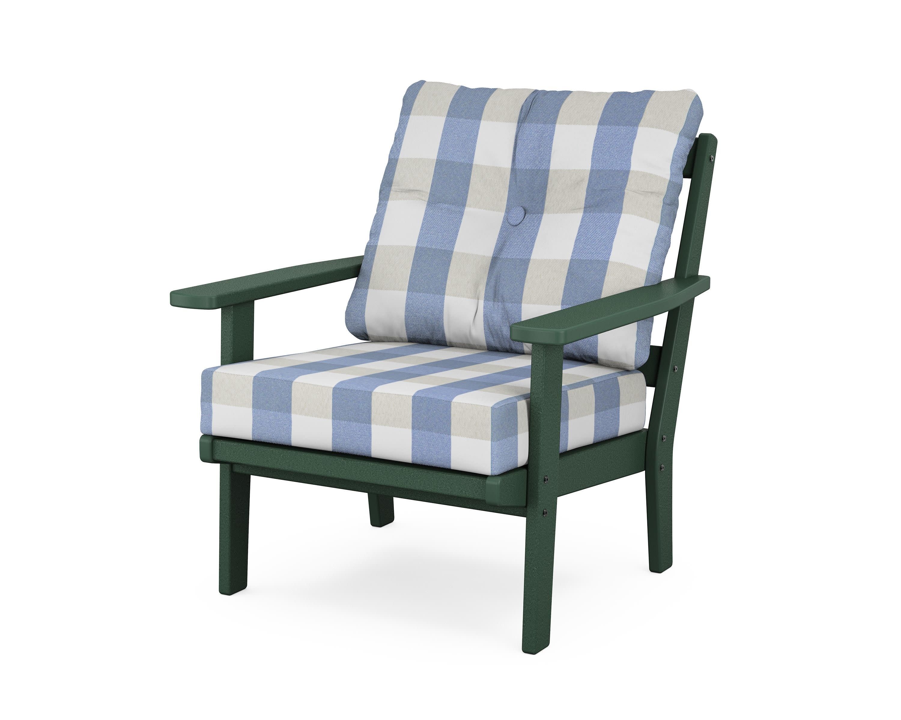 Prairie Deep Seating Chair in Green / Buffalo Plaid Sky Blue