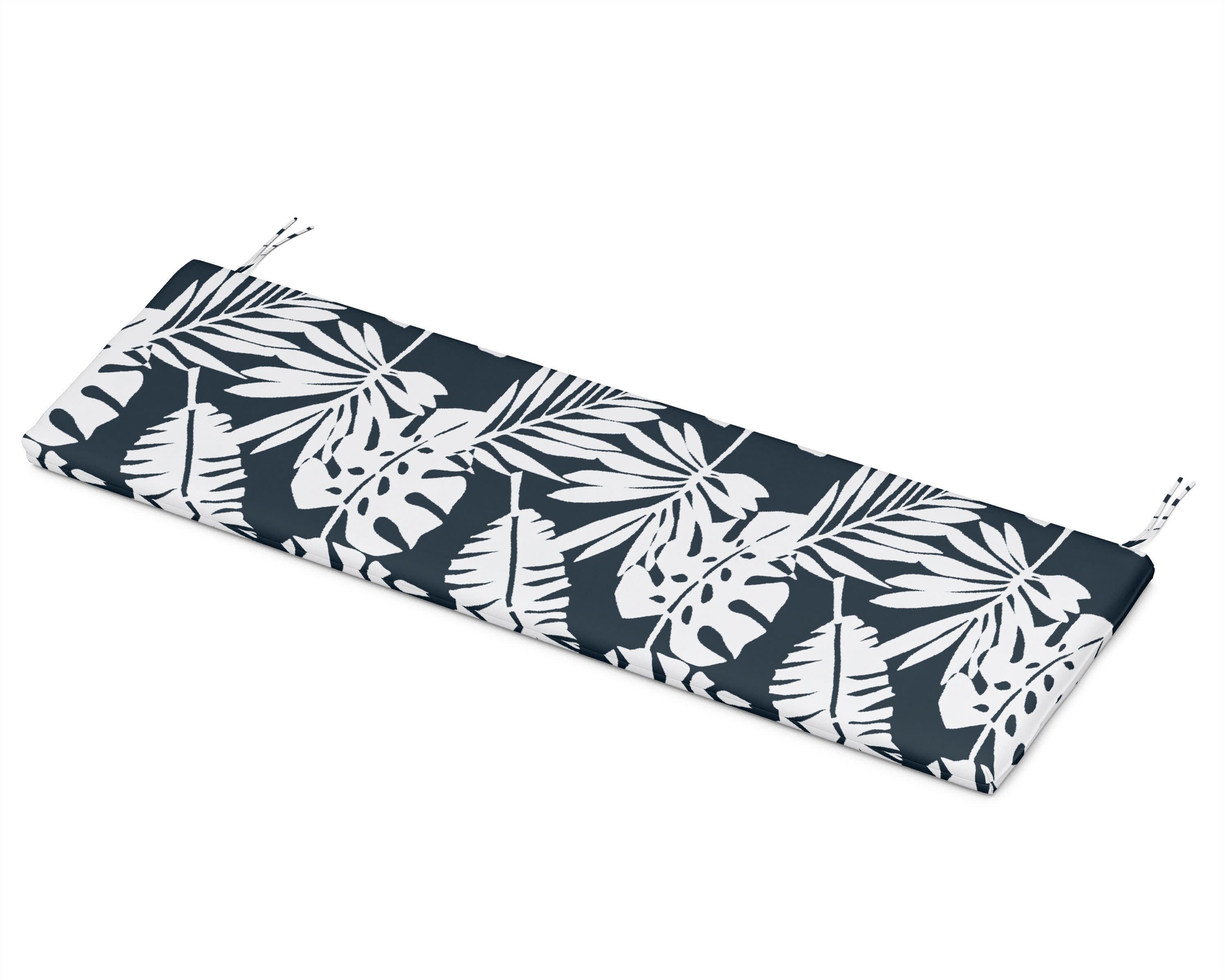 Bench Seat Cushion - 18.5"D x 55.5"W x 2.5"H in Leaf Marine Indigo