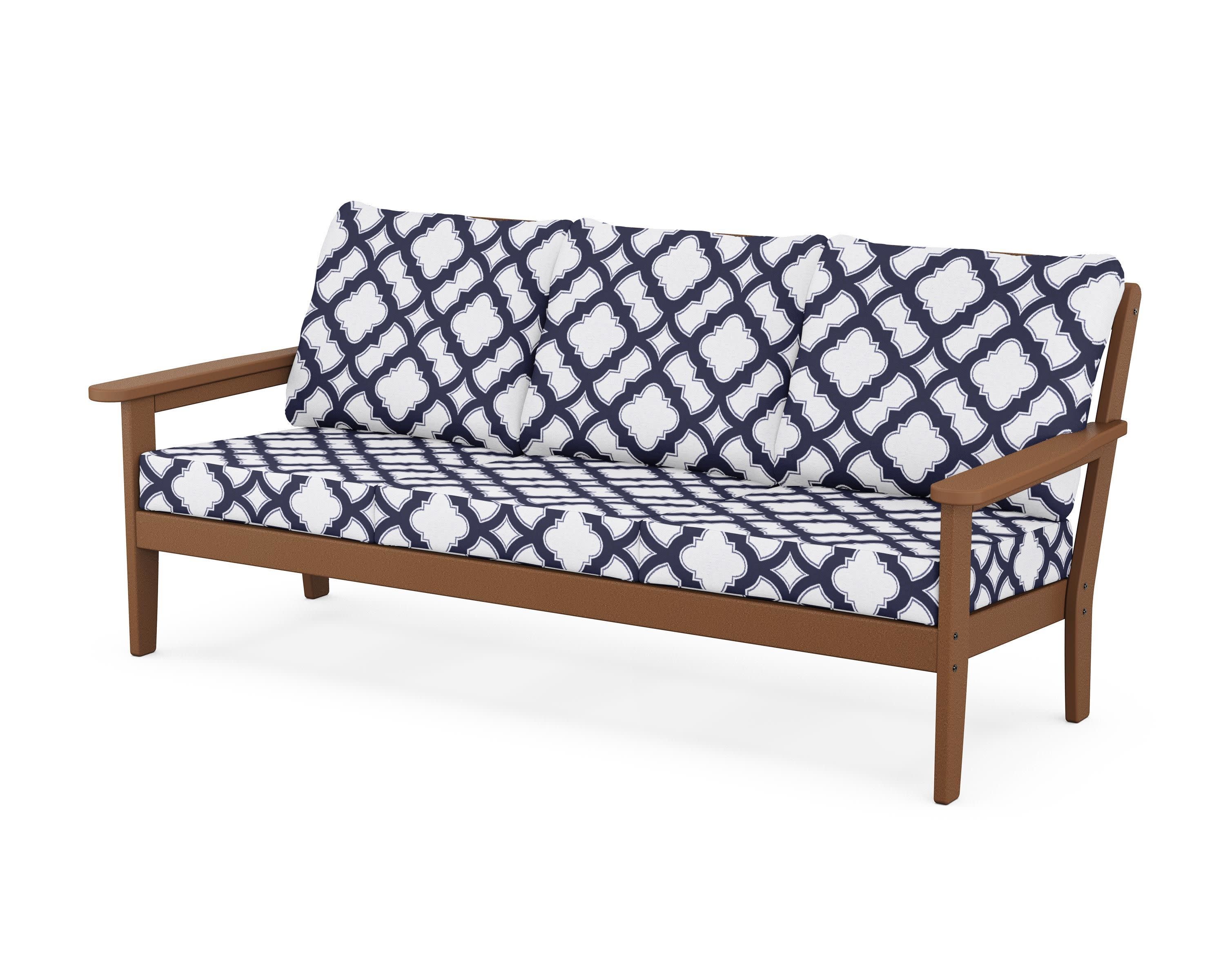 Cottage Deep Seating Sofa in Teak / Trellis Navy