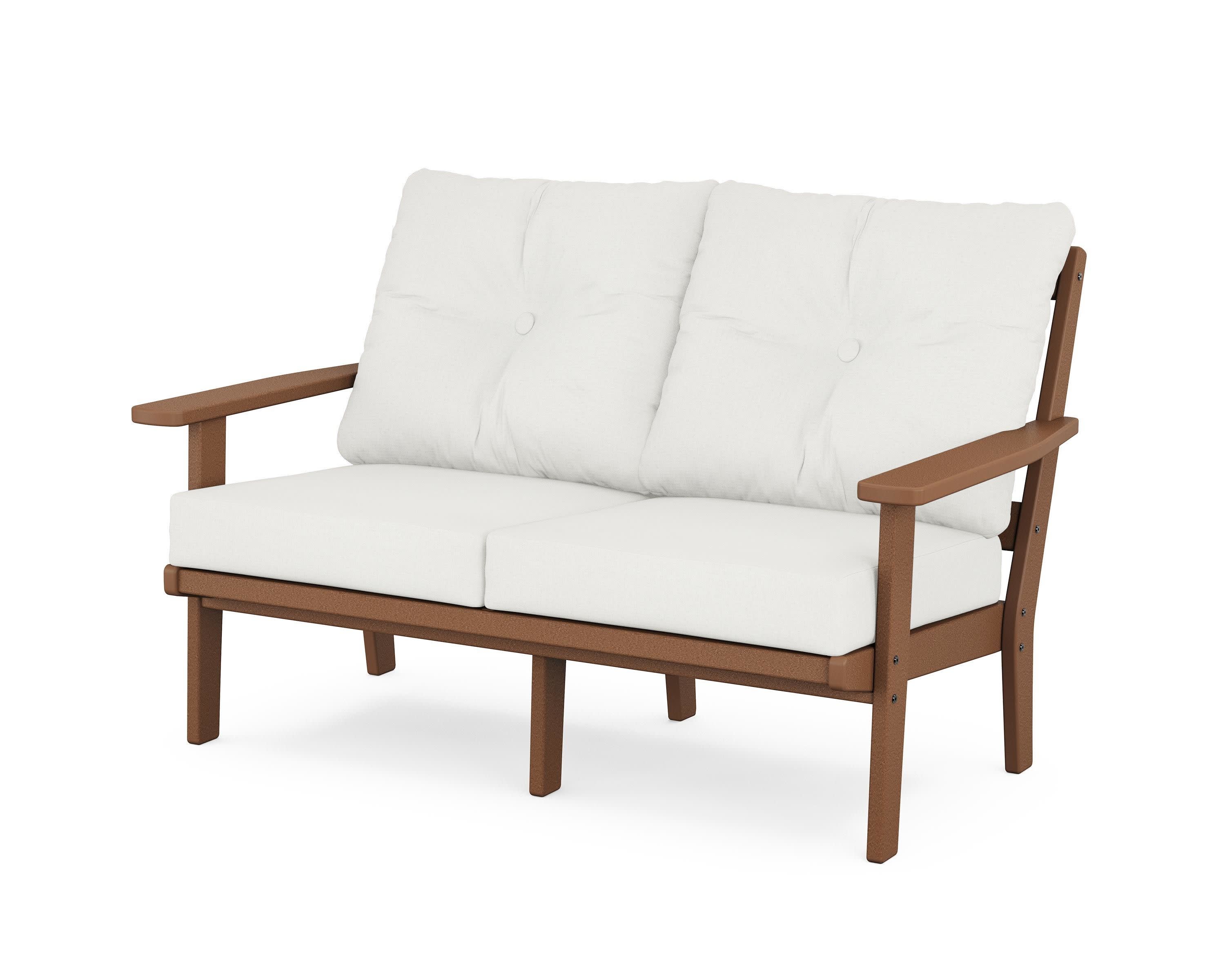 Prairie Deep SeatingLoveseat in Teak / Natural Linen