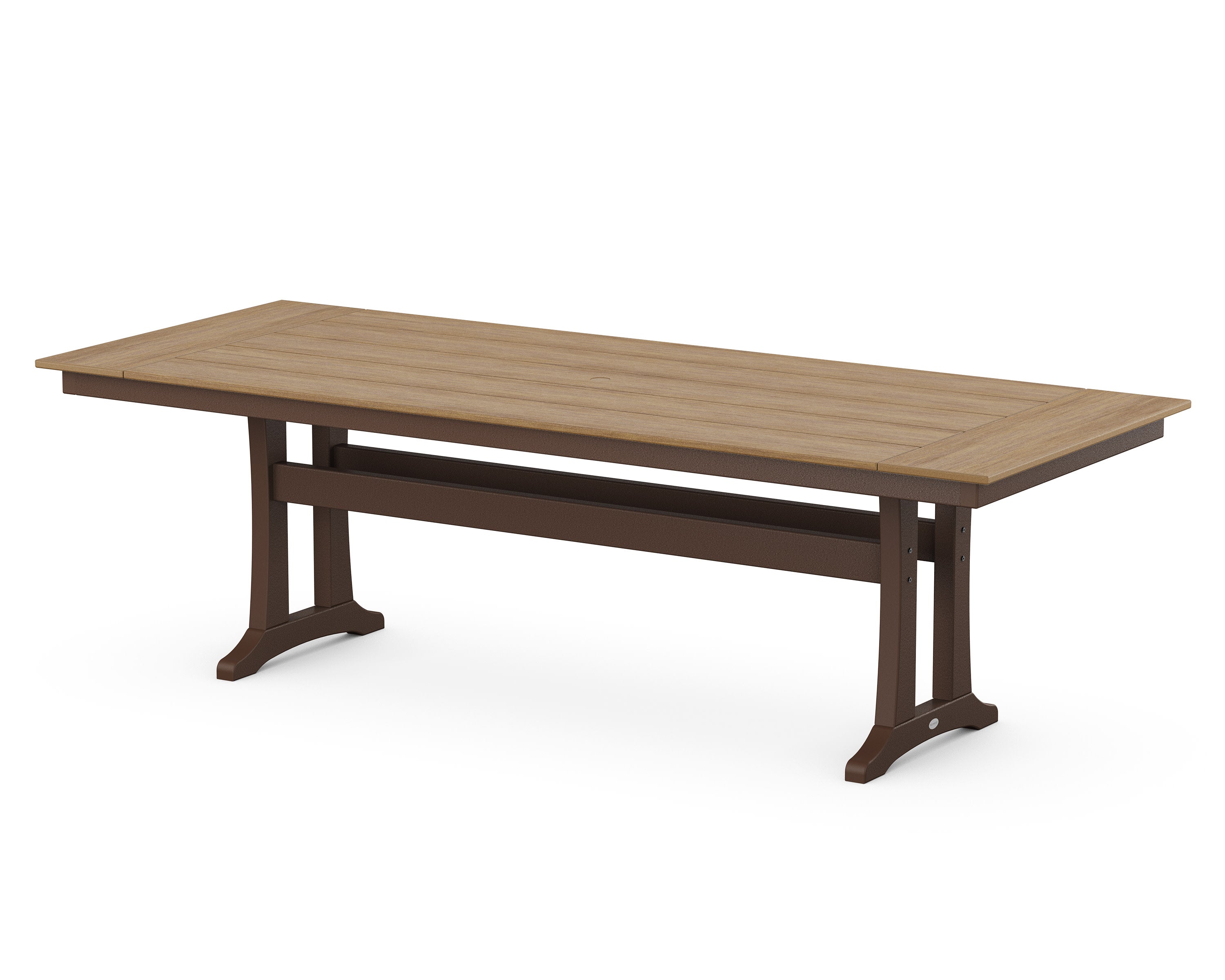 Farmhouse Trestle 38" x 96" Dining Table in Mahogany / Natural