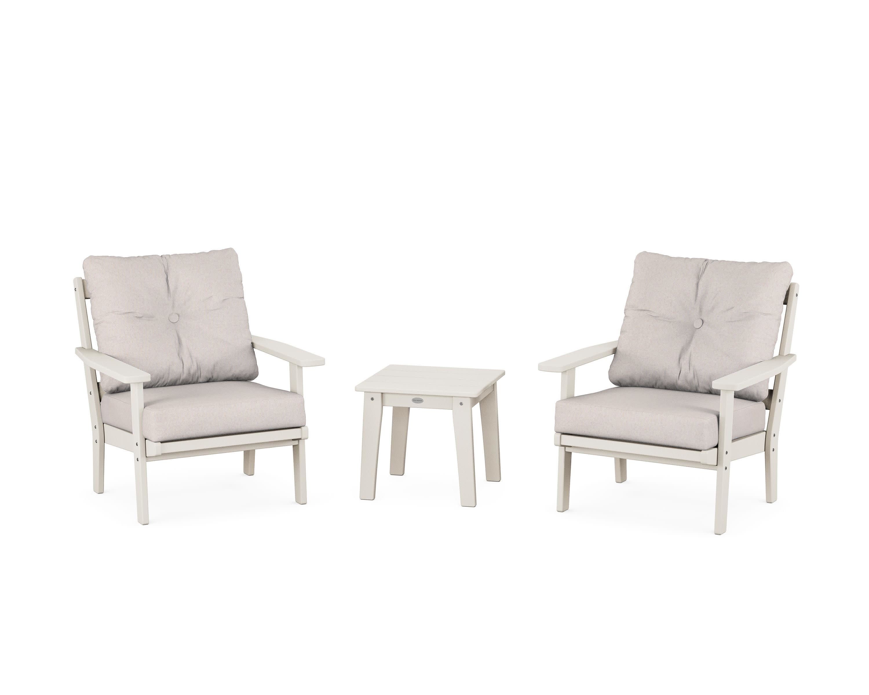 Prairie 3-Piece Deep Seating Set in Sand / Dune Burlap