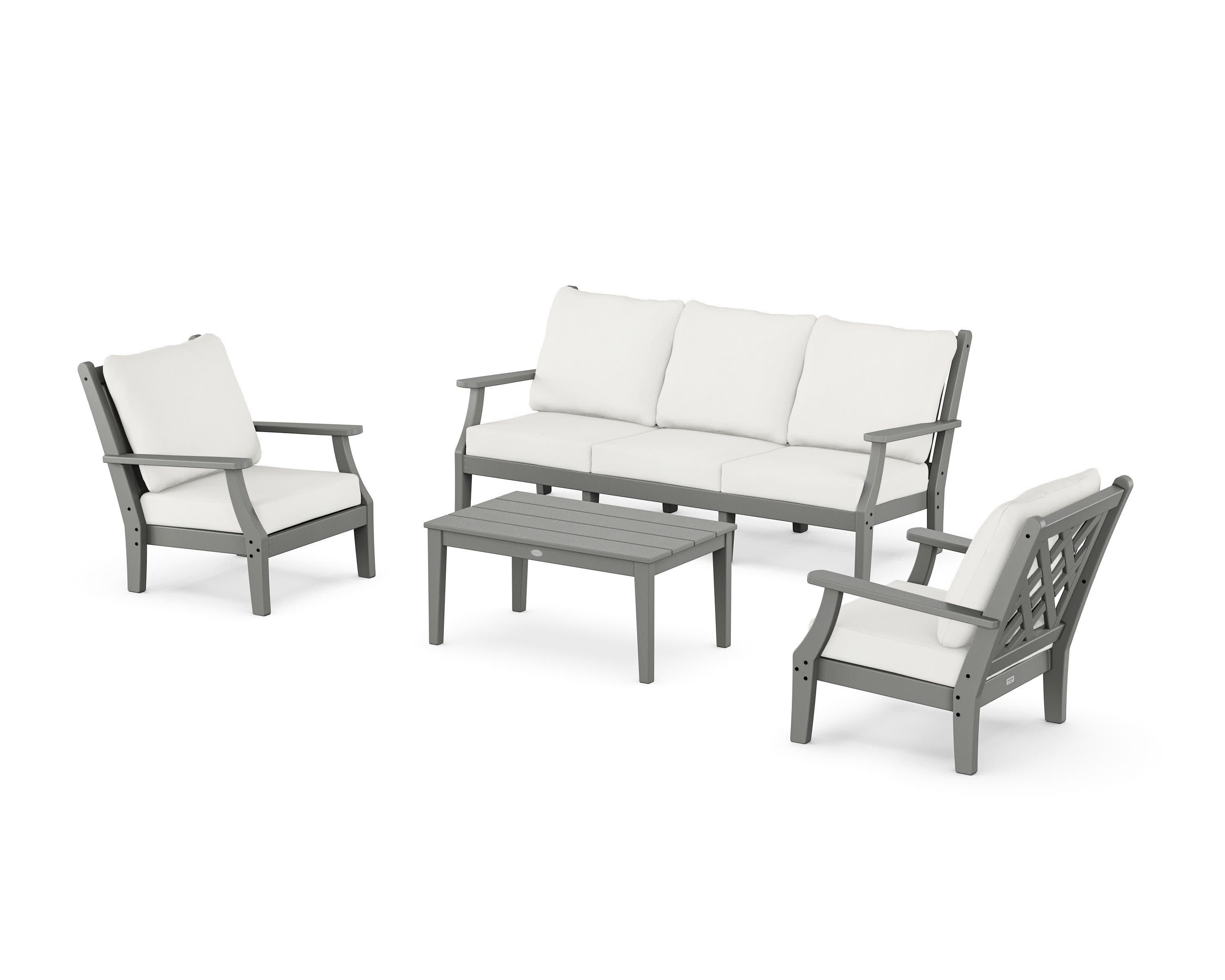 Wovendale 4-Piece Deep Seating Set with Sofa in Slate Grey / Natural Linen