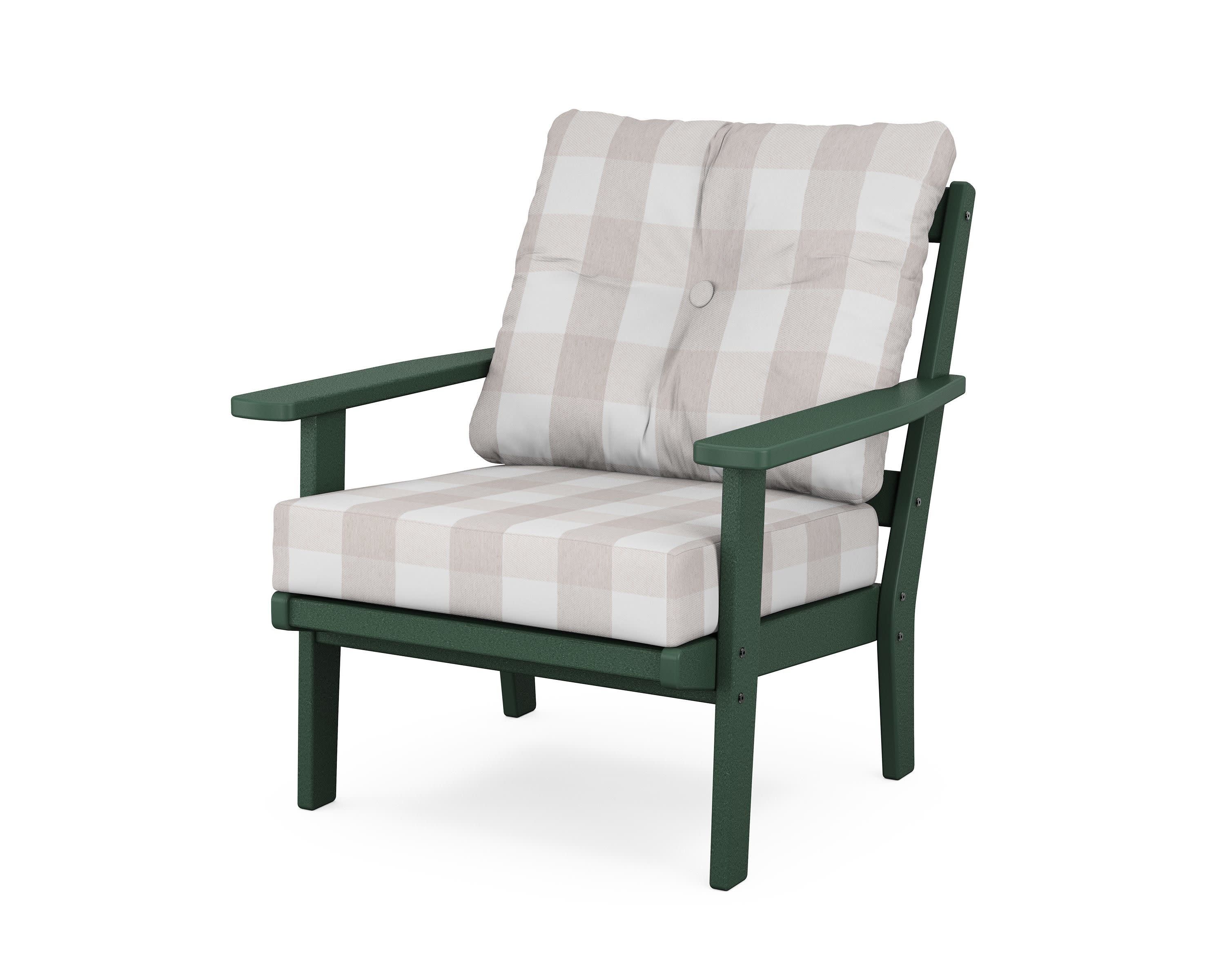 Prairie Deep Seating Chair in Green / Buffalo Plaid Dune Burlap