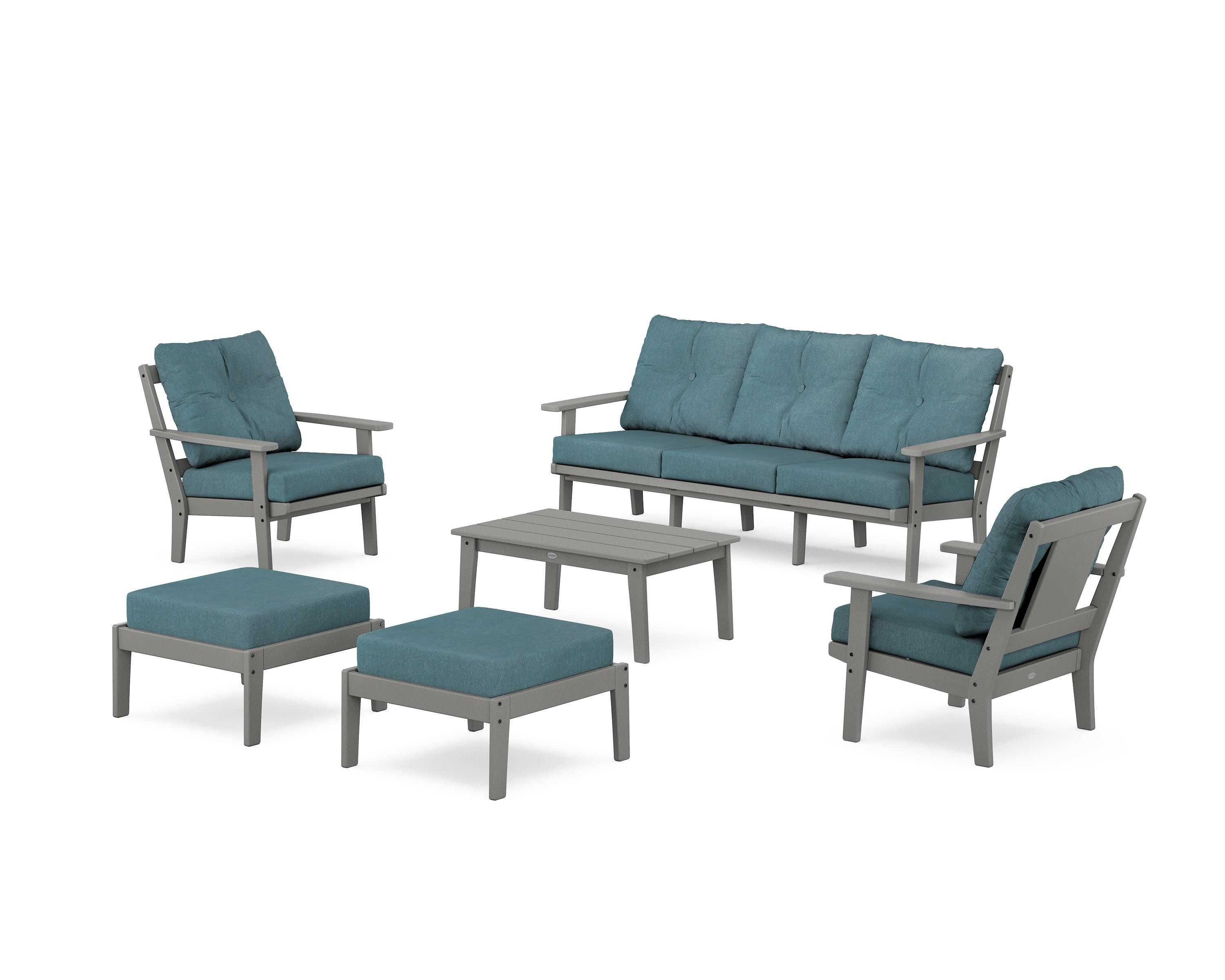 Prairie 6-Piece Lounge Sofa Set in Slate Grey / Ocean Teal