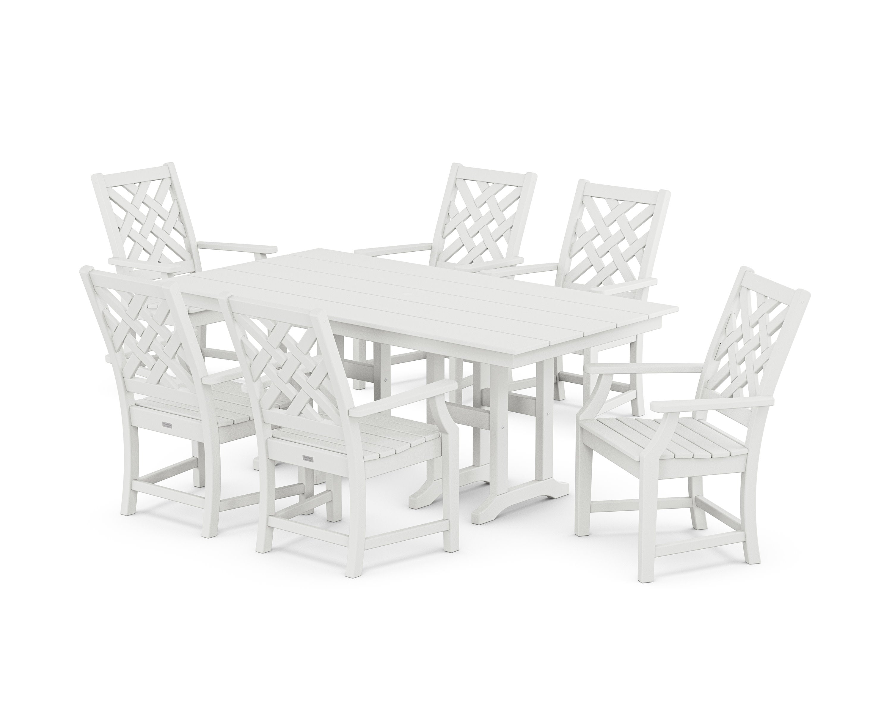 Wovendale Arm Chair 7-Piece Farmhouse Dining Set in White