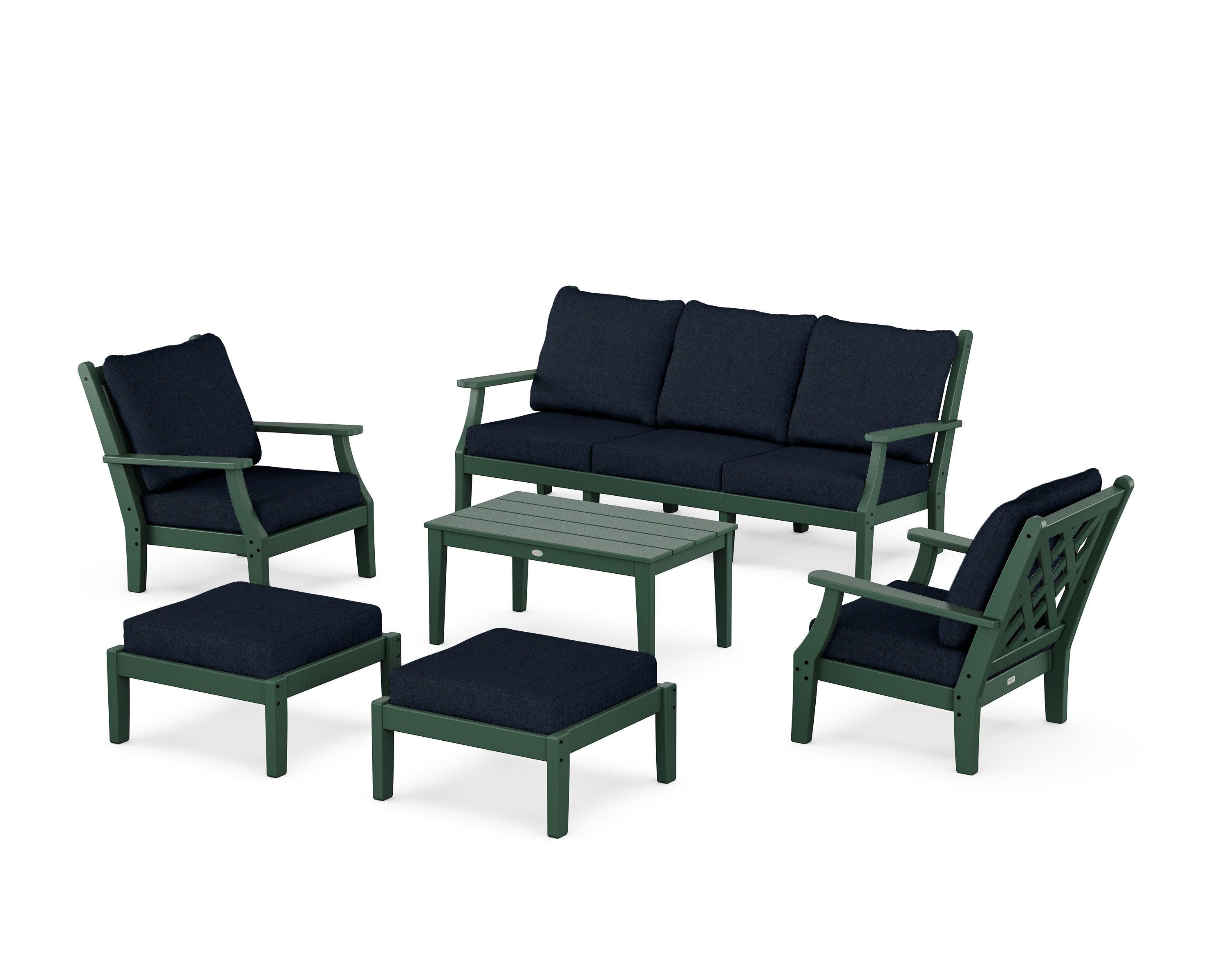 Wovendale 6-Piece Lounge Sofa Set in Green / Marine Indigo