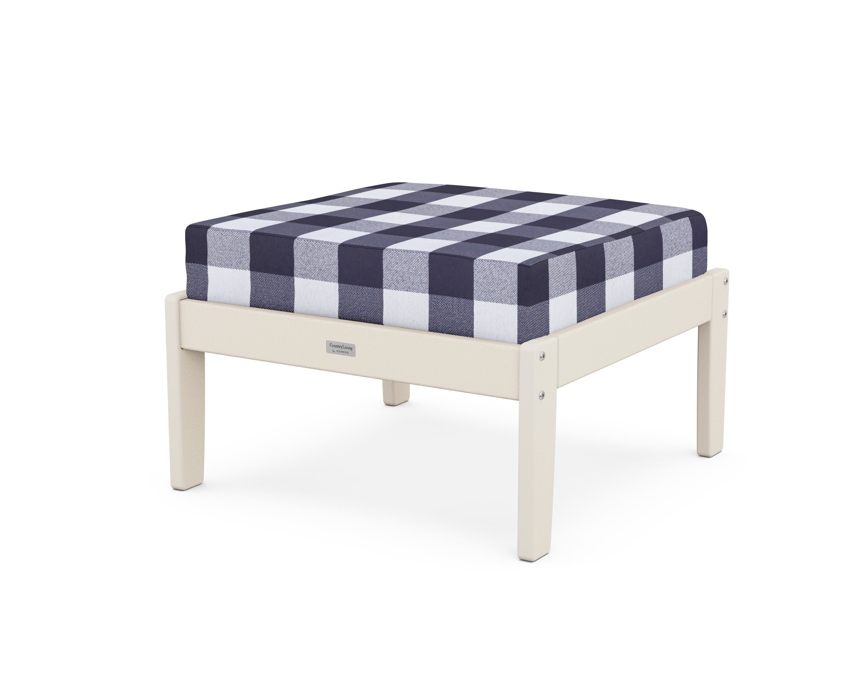 Cottage Deep Seating Ottoman in Sand / Buffalo Plaid Navy