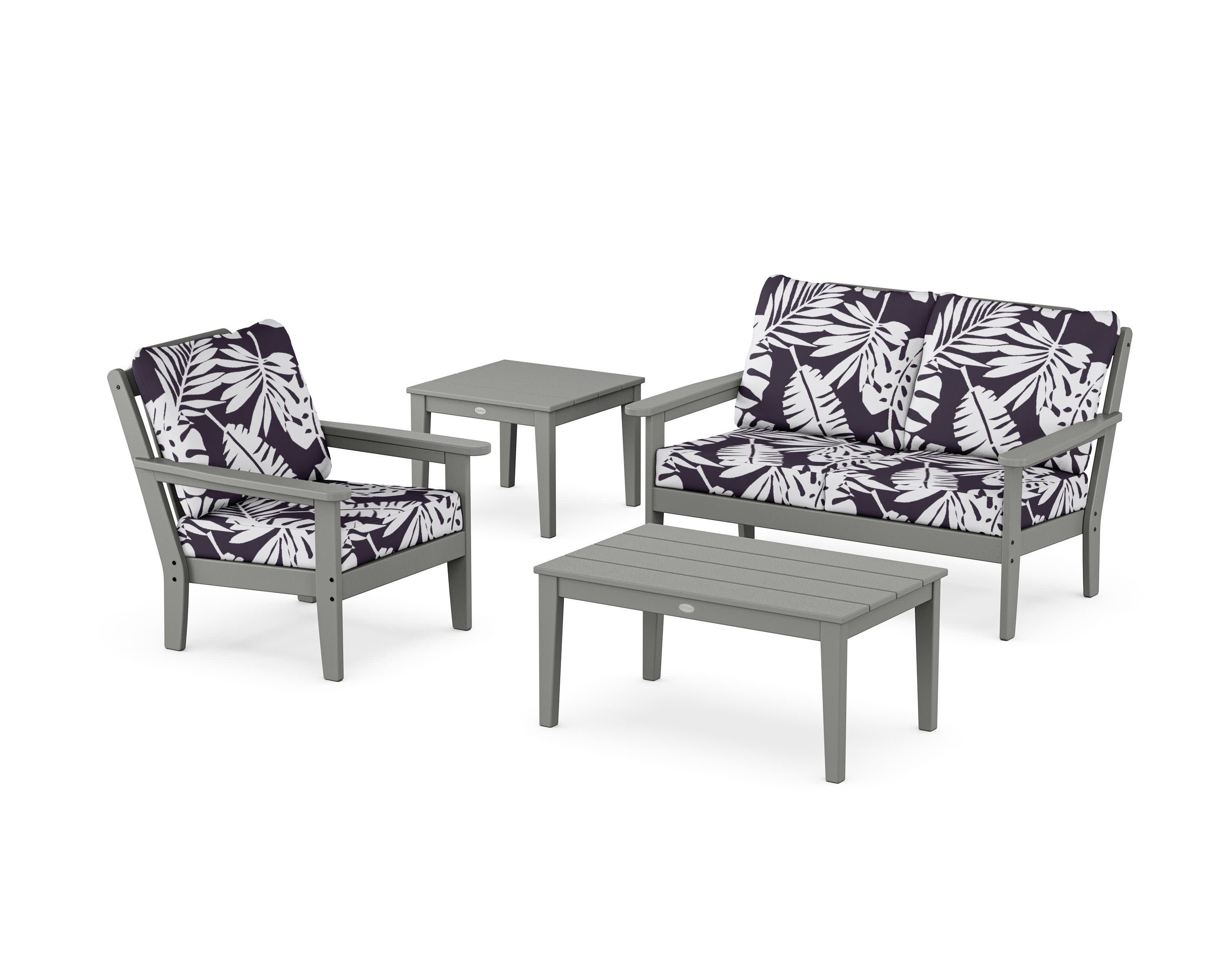 Wovendale 4-Piece Deep Seating Set in Slate Grey / Leaf Navy