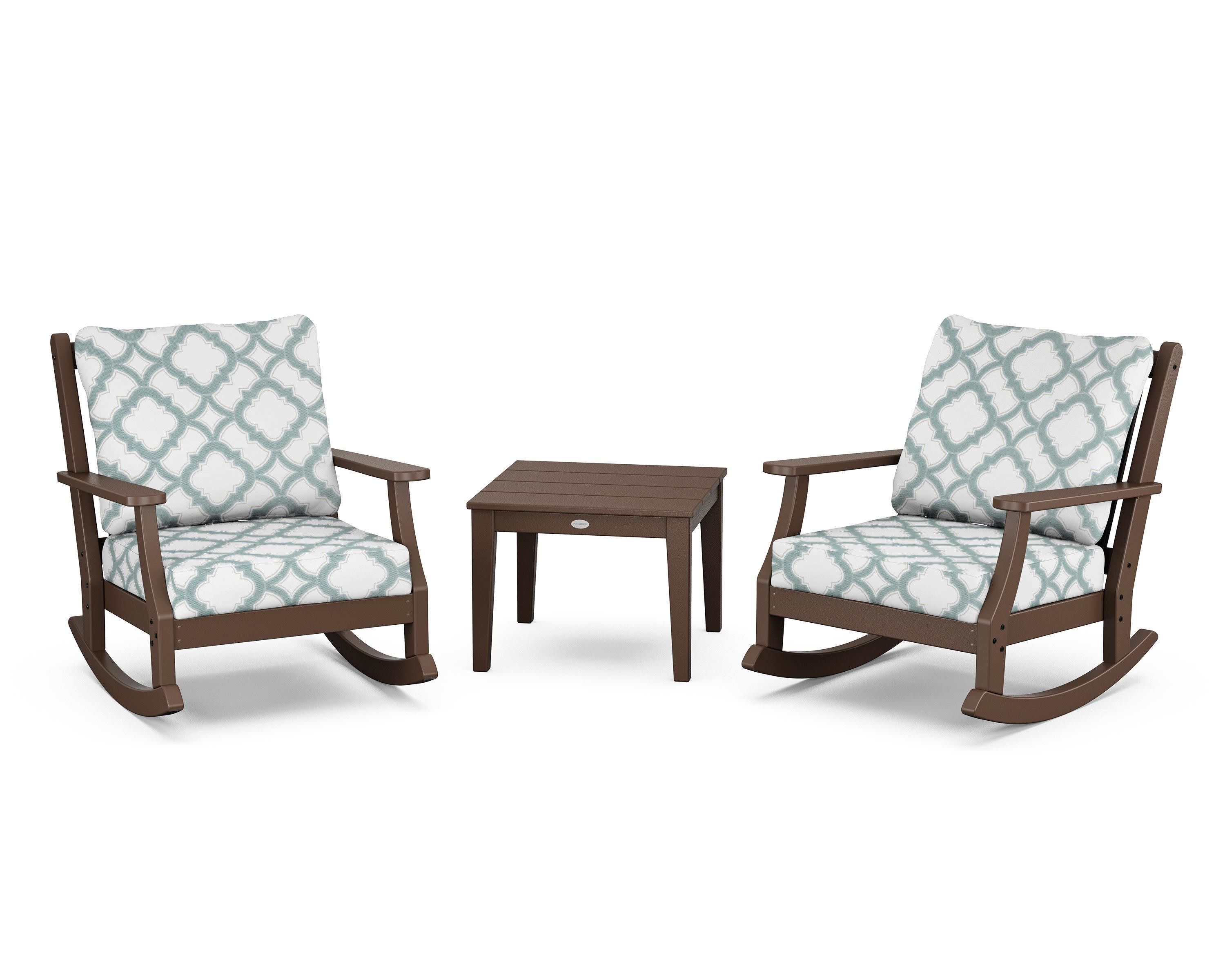 Wovendale 3-Piece Deep Seating Rocker Set in Mahogany / Trellis Glacier Spa