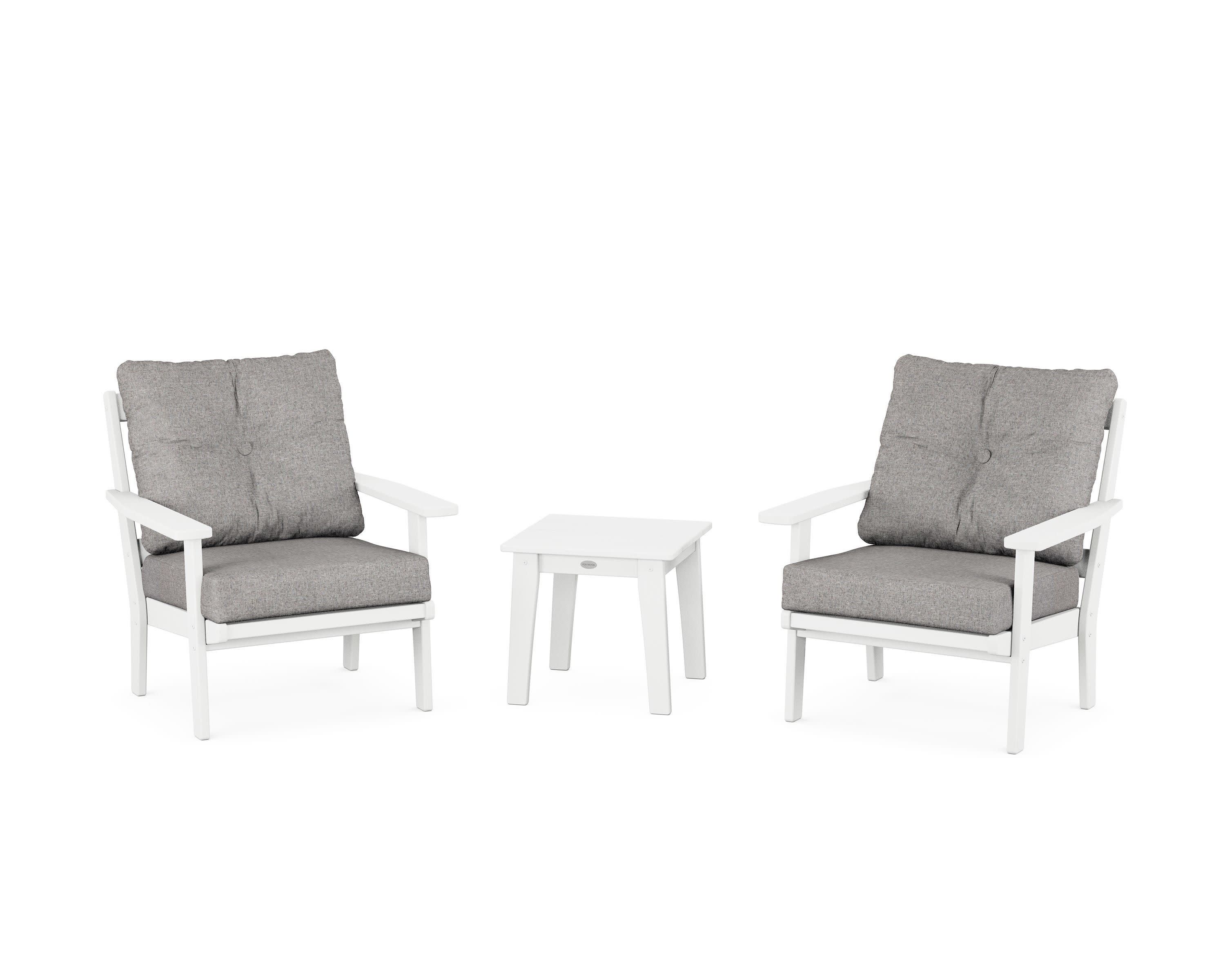 Prairie 3-Piece Deep Seating Set in White / Grey Mist