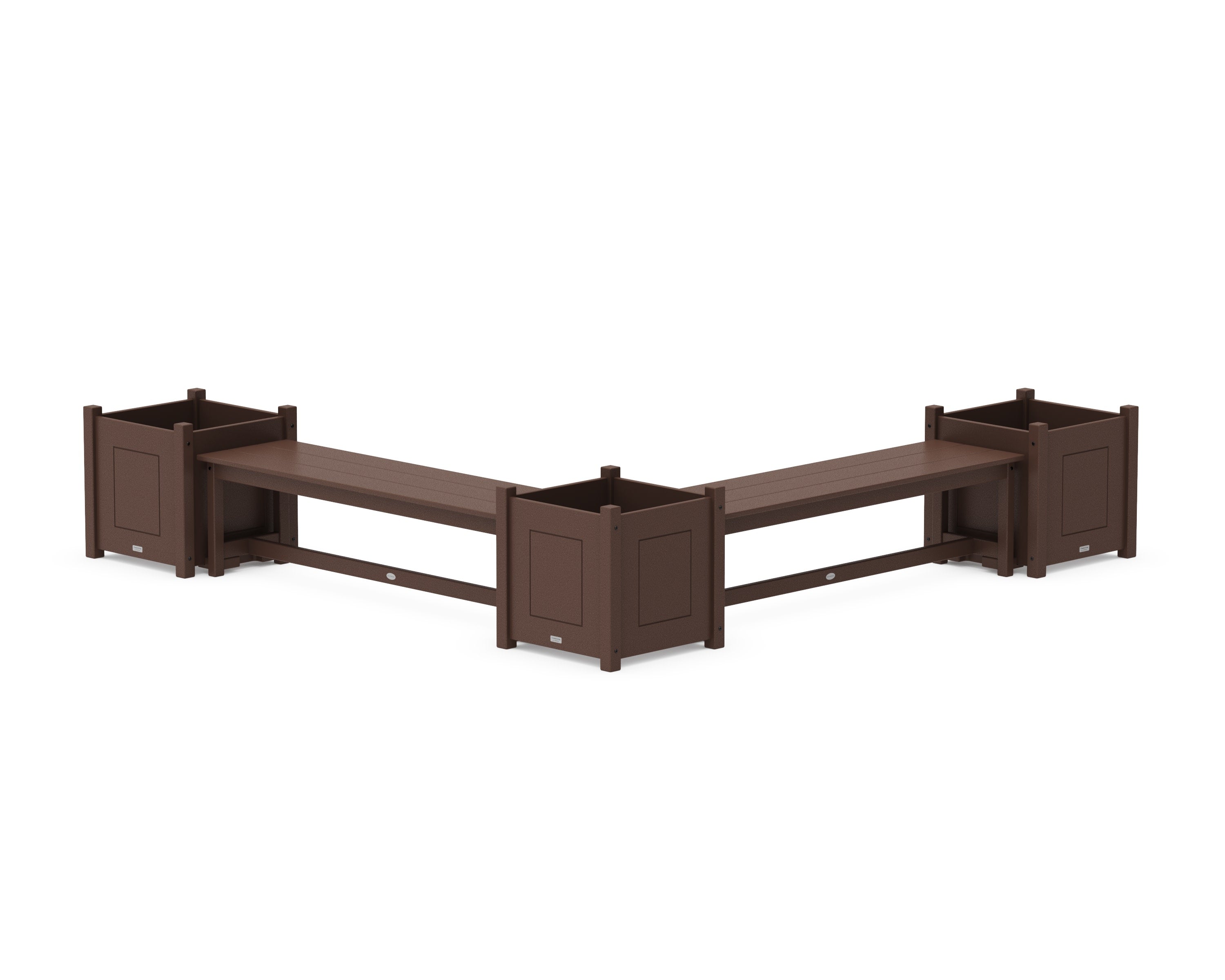 60" Country Living L- Shaped Planter Bench Corner Set - Large in Mahogany