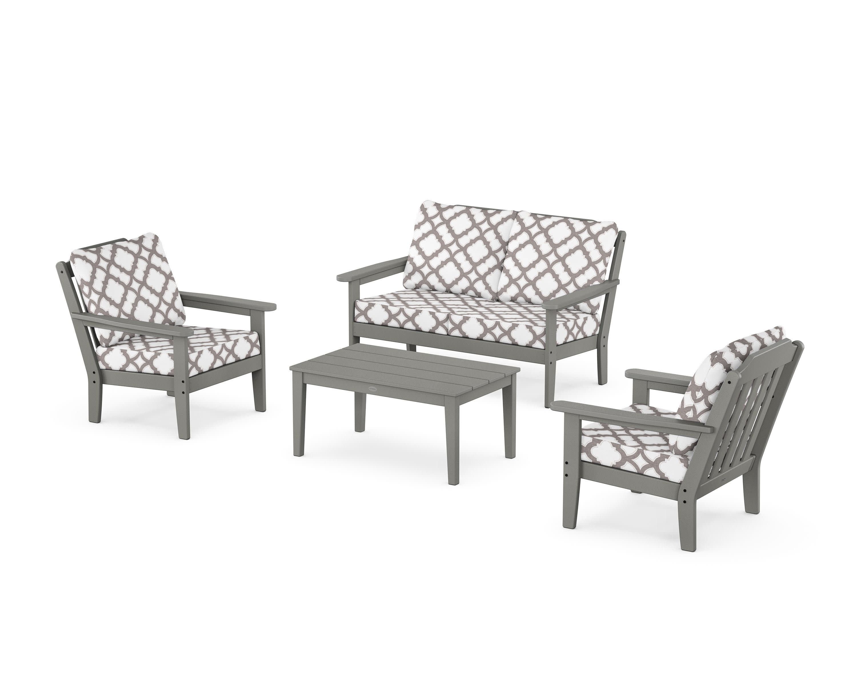 Cottage 4-Piece Deep Seating Set with Loveseat in Slate Grey / Trellis Grey Mist