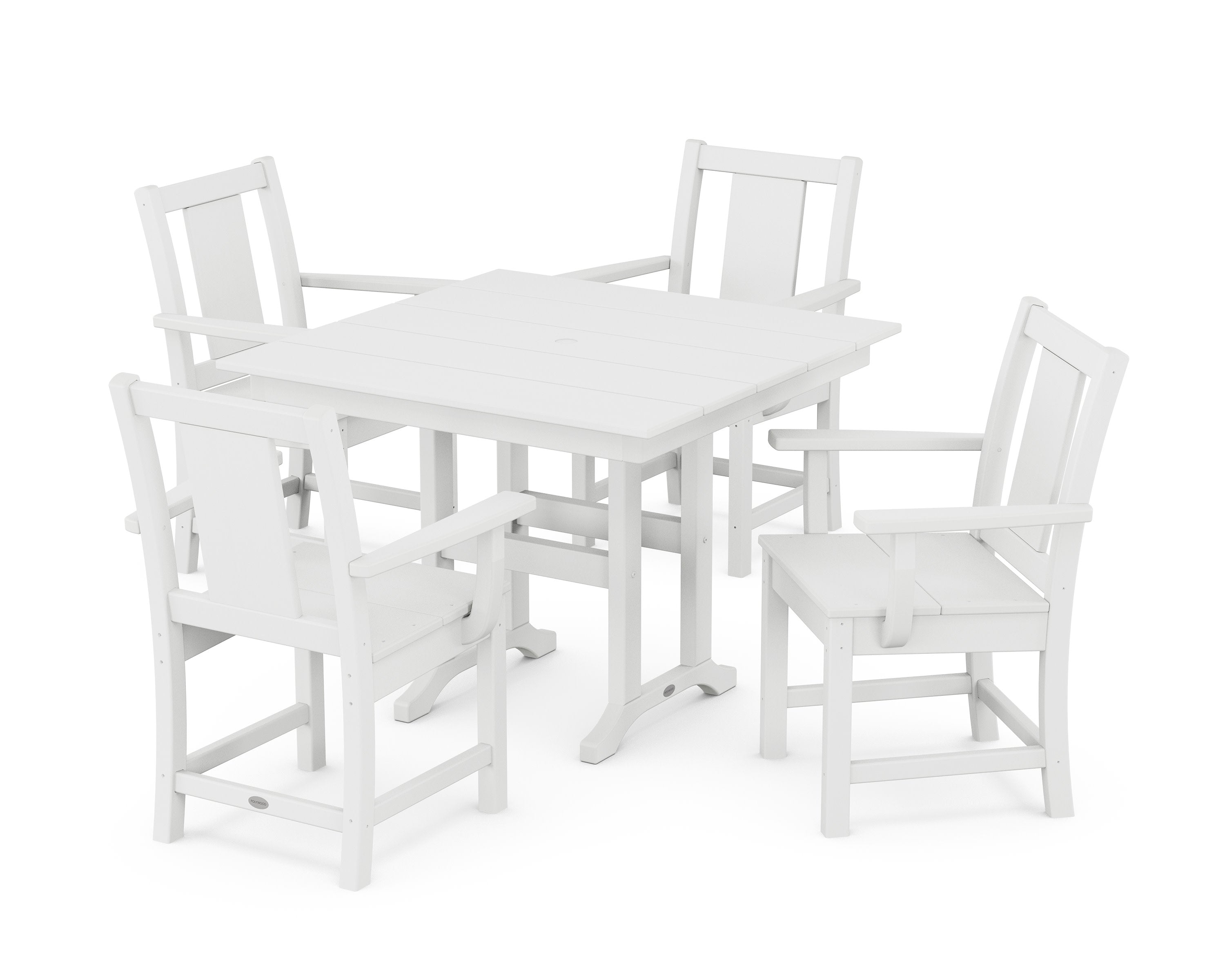 Prairie 5-Piece Farmhouse Dining Set in White